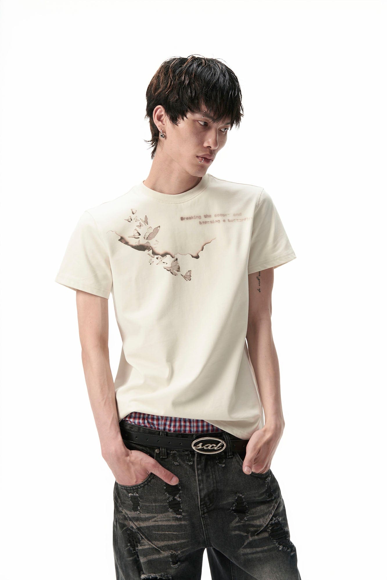 SAVAGEGROWTHWORLD Burnt Butterfly Graphic T-Shirt