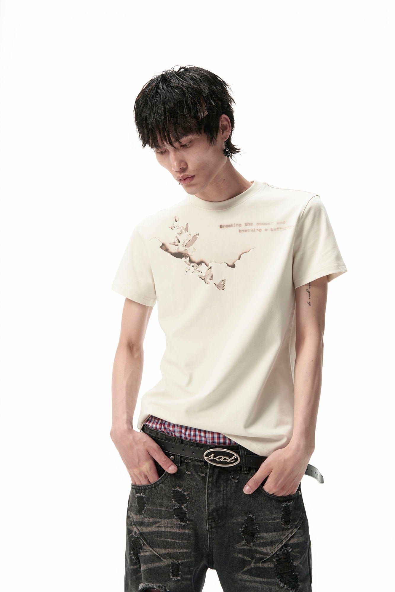 SAVAGEGROWTHWORLD Burnt Butterfly Graphic T-Shirt