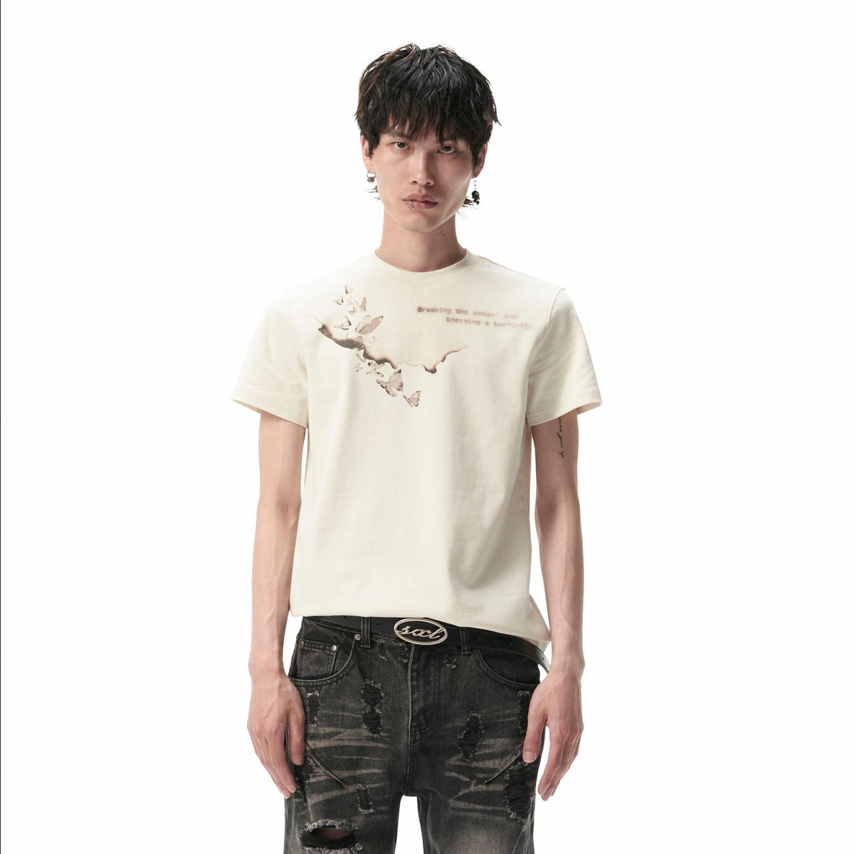 SAVAGEGROWTHWORLD Burnt Butterfly Graphic T-Shirt
