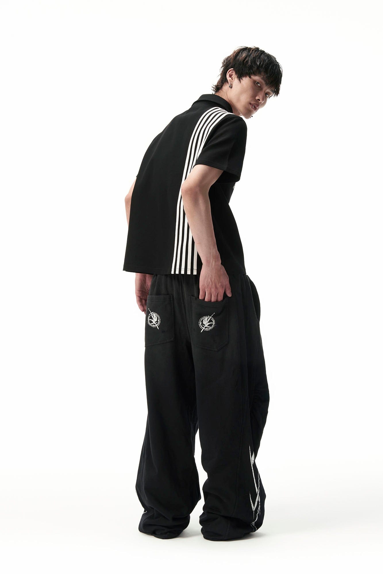 SAVAGEGROWTHWORLD No Wasted Potential Stripe-Back Polo T-Shirt