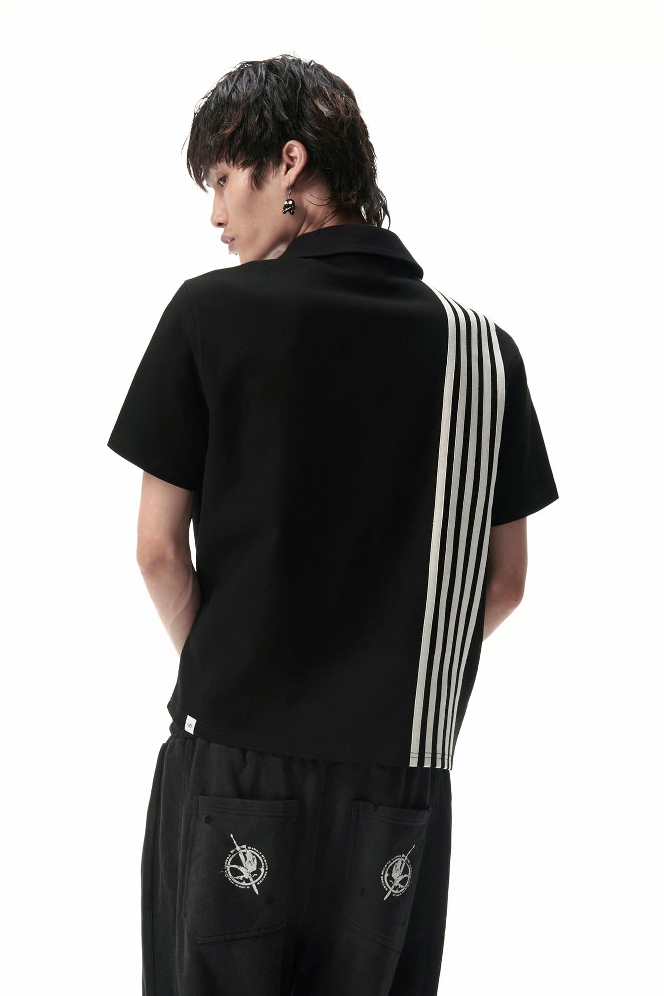 SAVAGEGROWTHWORLD No Wasted Potential Stripe-Back Polo T-Shirt