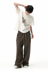 SAVAGEGROWTHWORLD Distressed Side Stripe Drawstring Sweatpants
