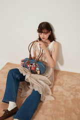 BLING BOX Baseball Club Teddy Denim Bowling Bag