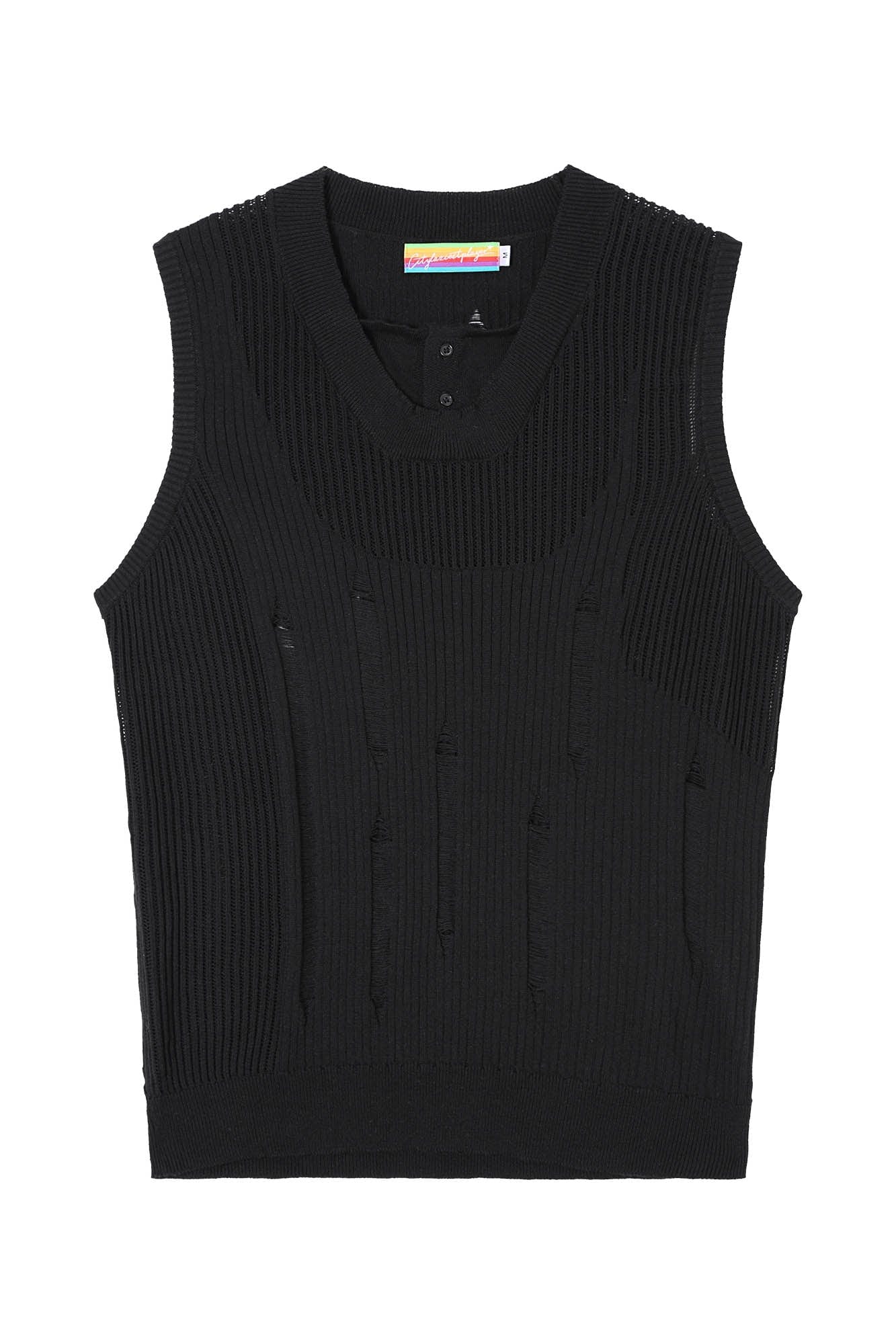CLP Cut-Out Distressed Knitted Tank Top