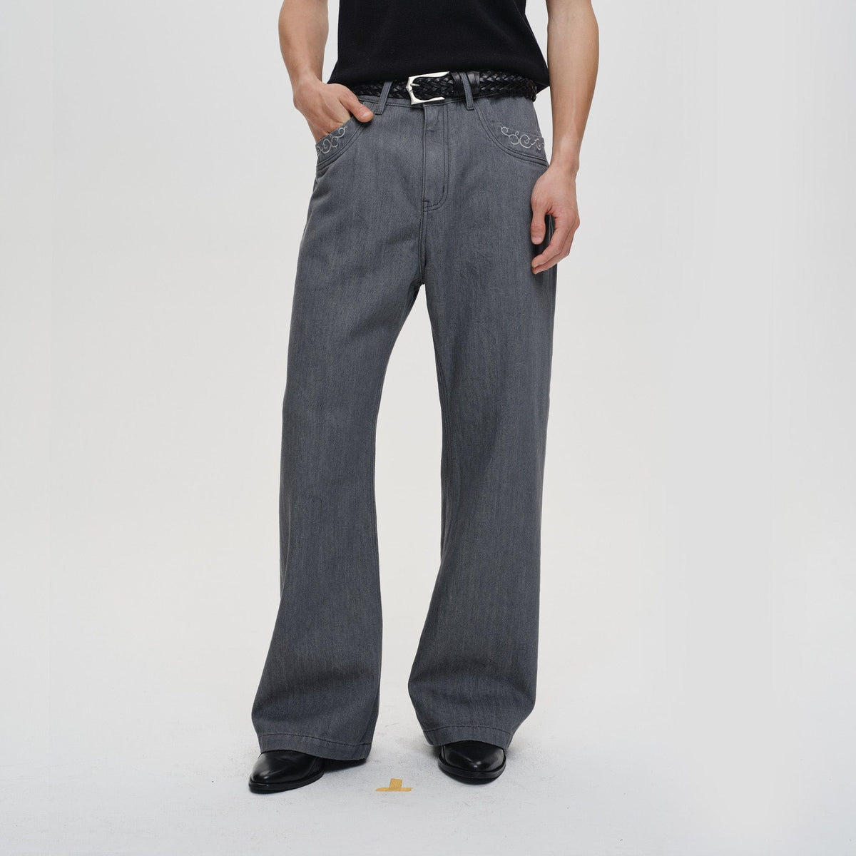 CATSSTAC Floral Embroidered Flared Jeans