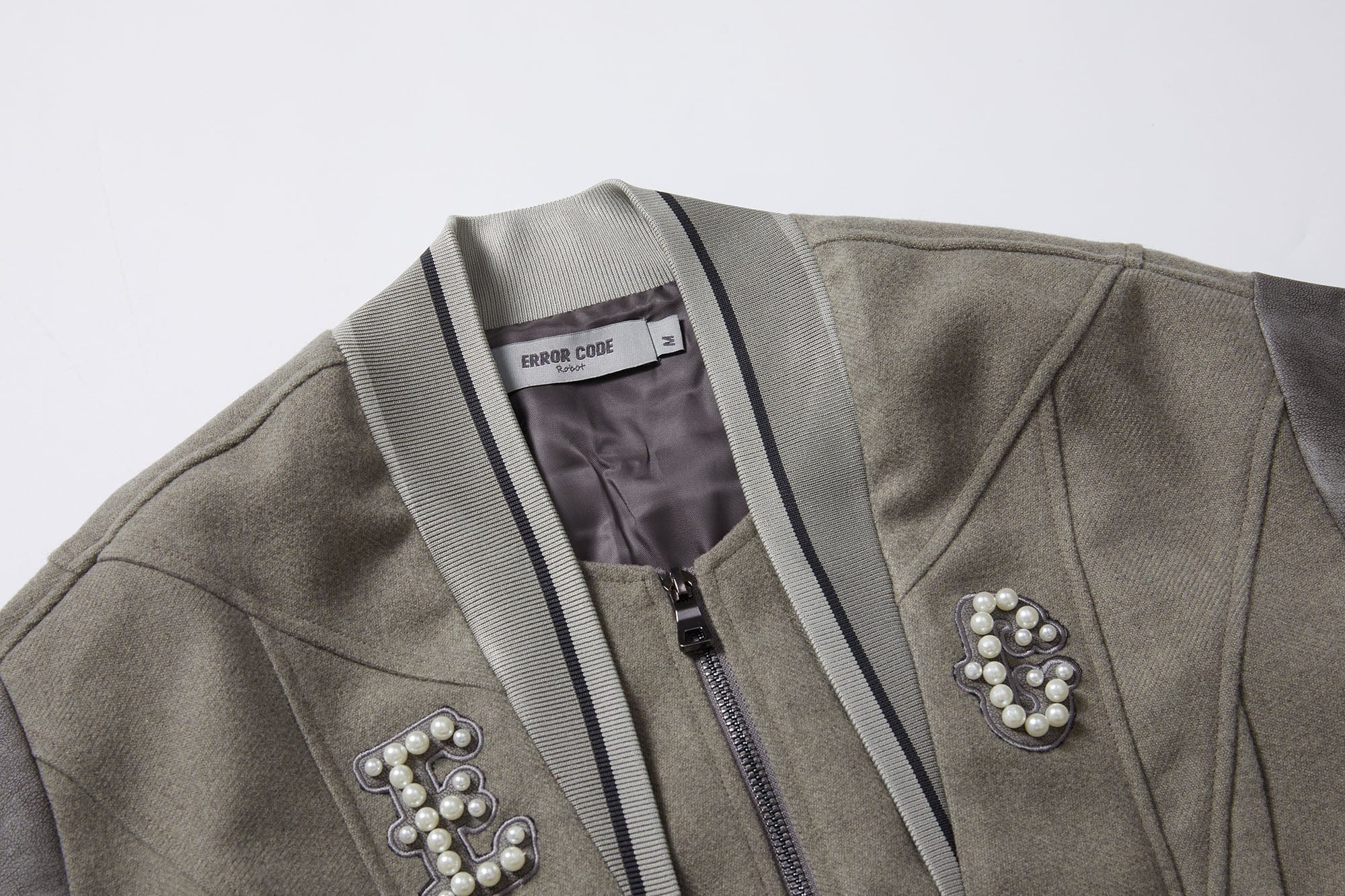 ERROR CODE ROBOT Pearl Embellished Paneled Varsity Jacket