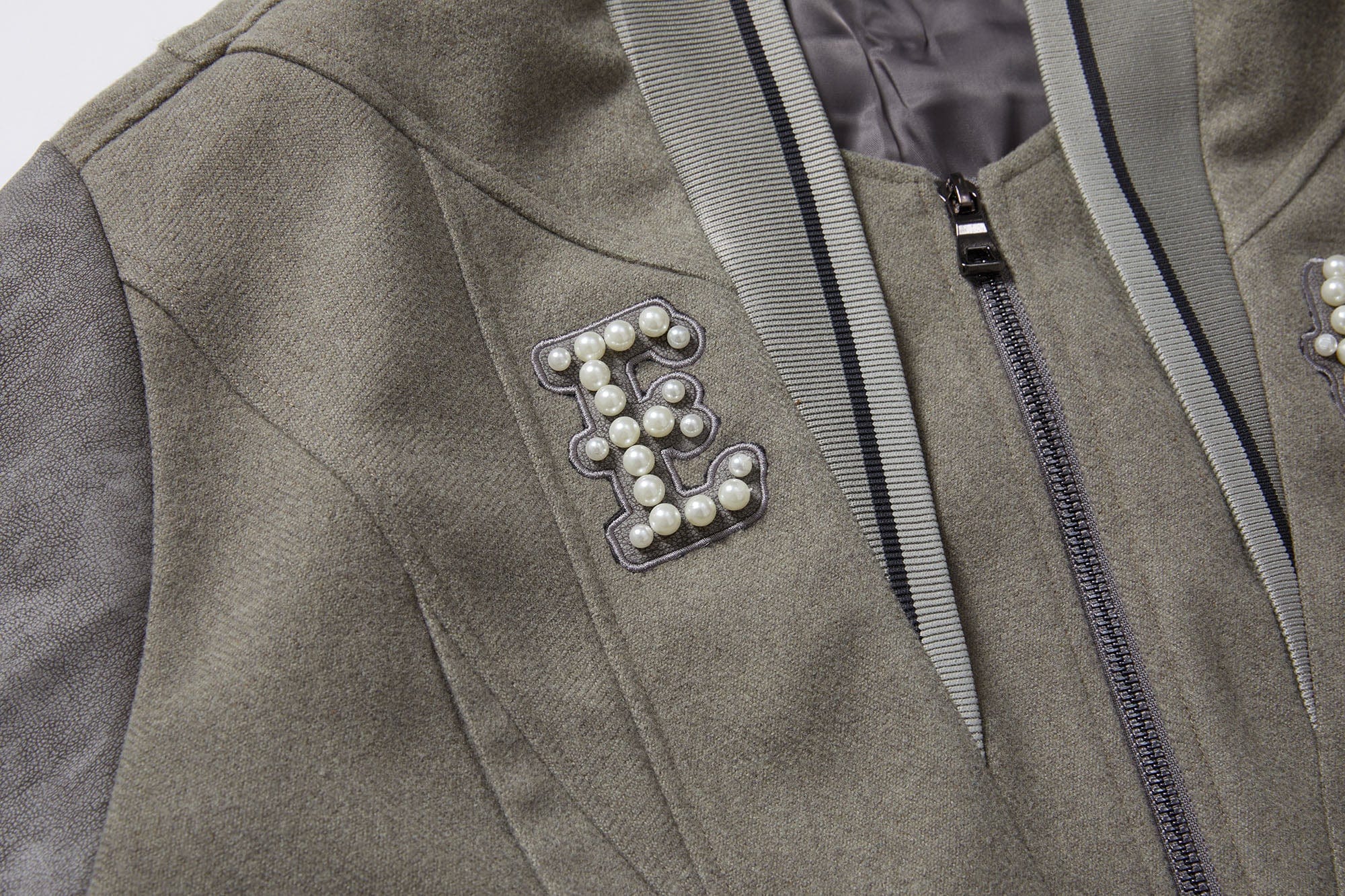 ERROR CODE ROBOT Pearl Embellished Paneled Varsity Jacket