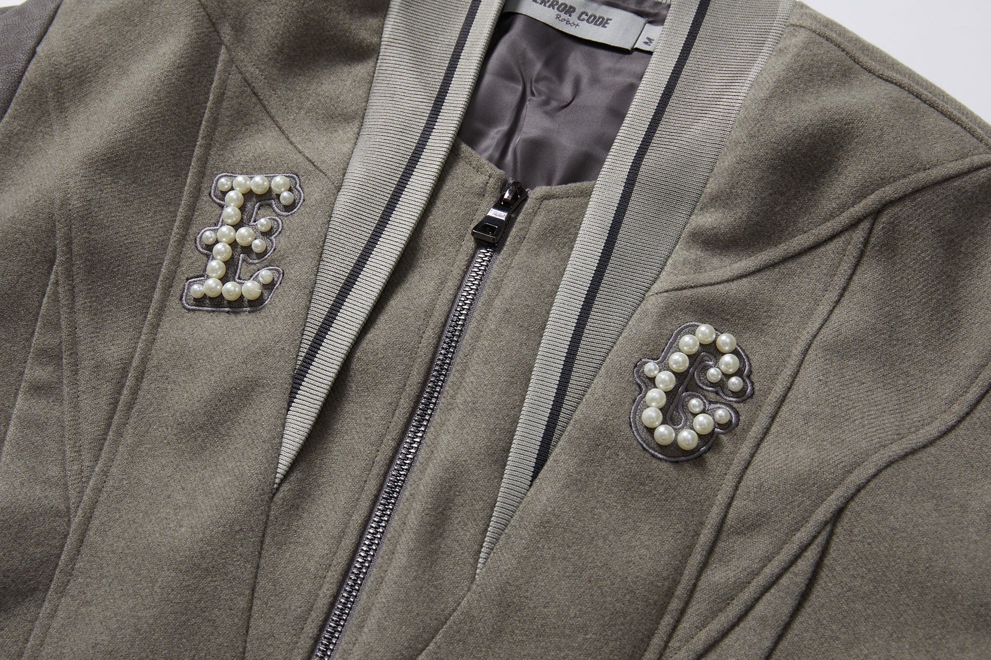 ERROR CODE ROBOT Pearl Embellished Paneled Varsity Jacket