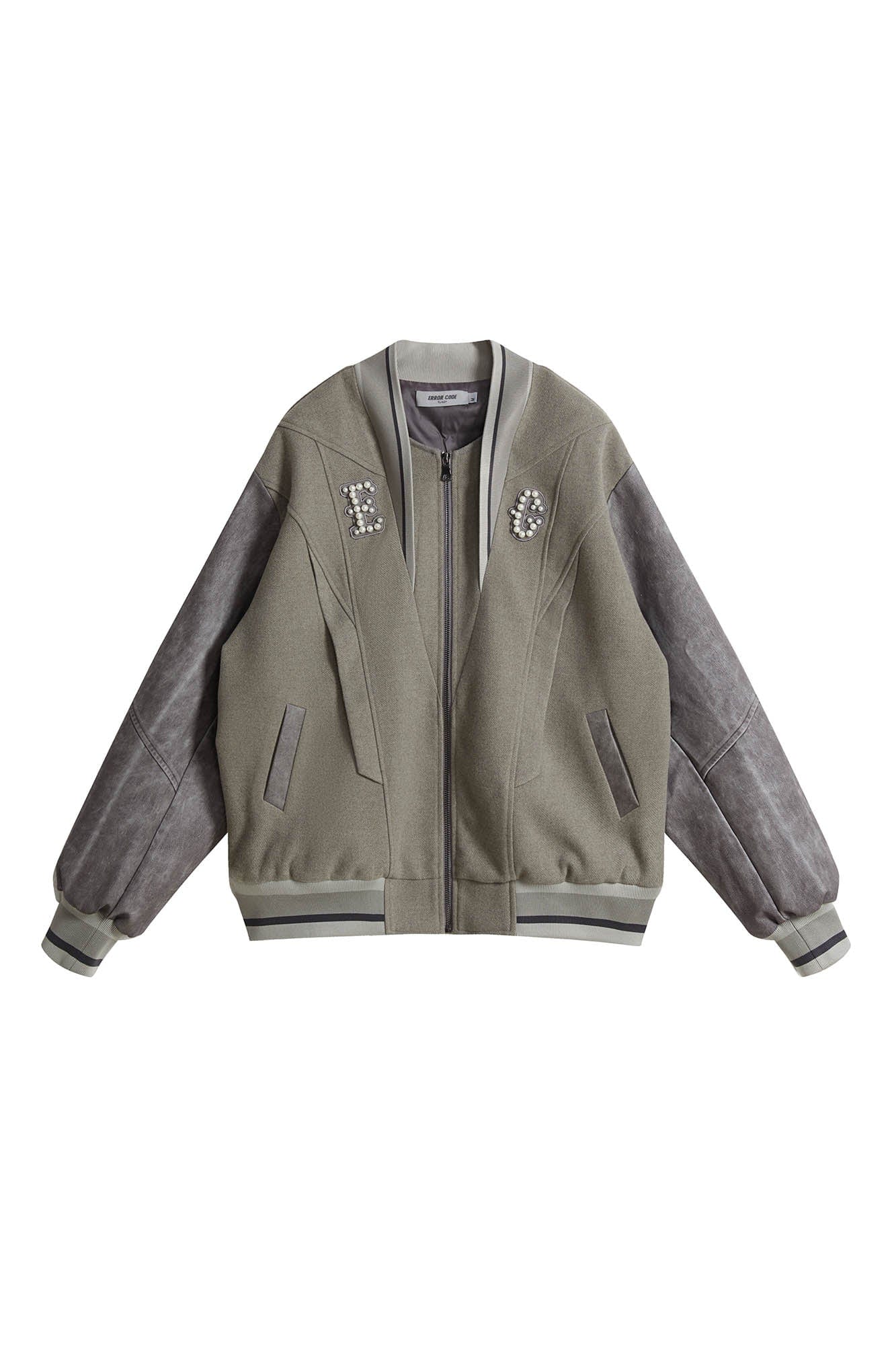 ERROR CODE ROBOT Pearl Embellished Paneled Varsity Jacket