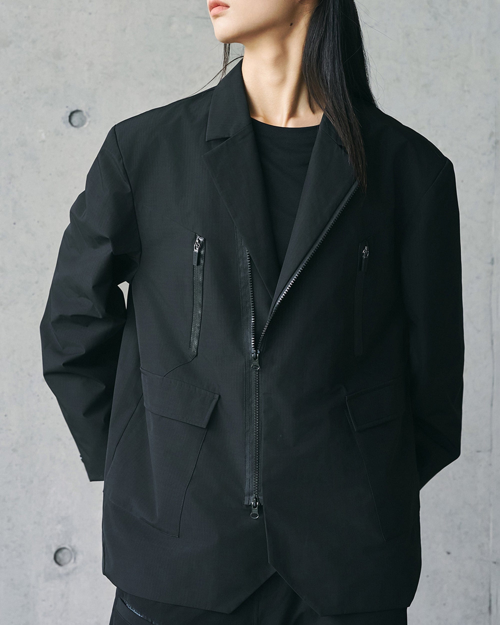 ENSHADOWER Modern Multi-pocket Zipper Outdoor Blazer