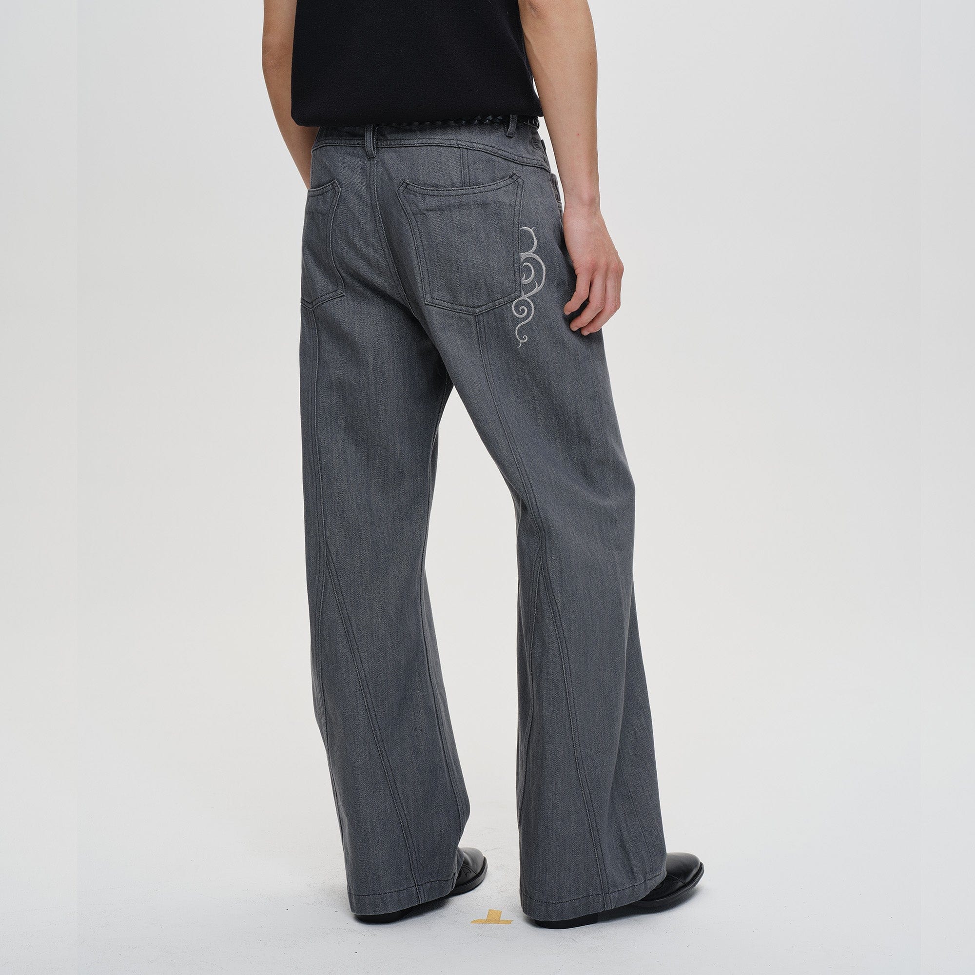 CATSSTAC Floral Embroidered Flared Jeans