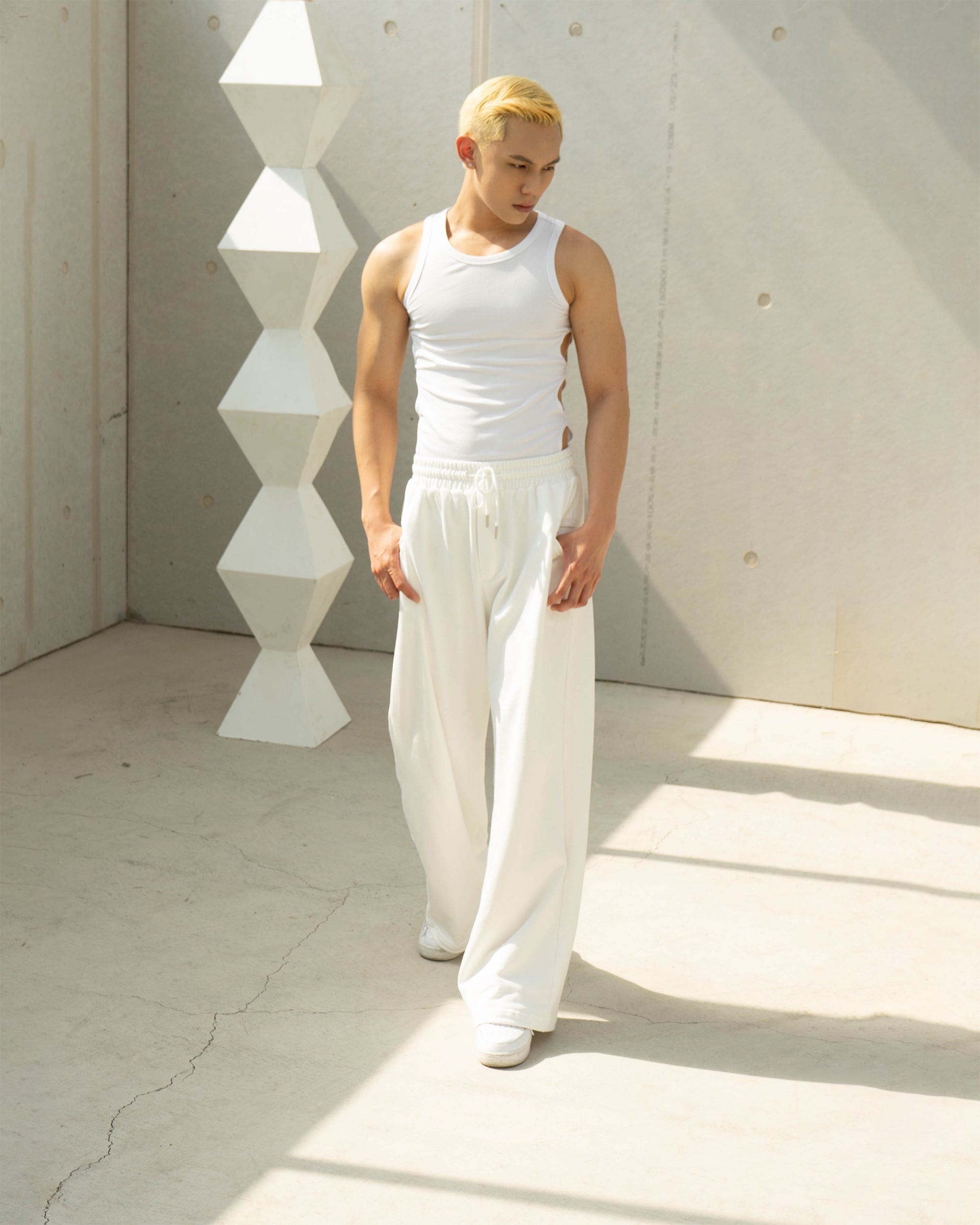 CLP Slim Hollowed Tank Top White