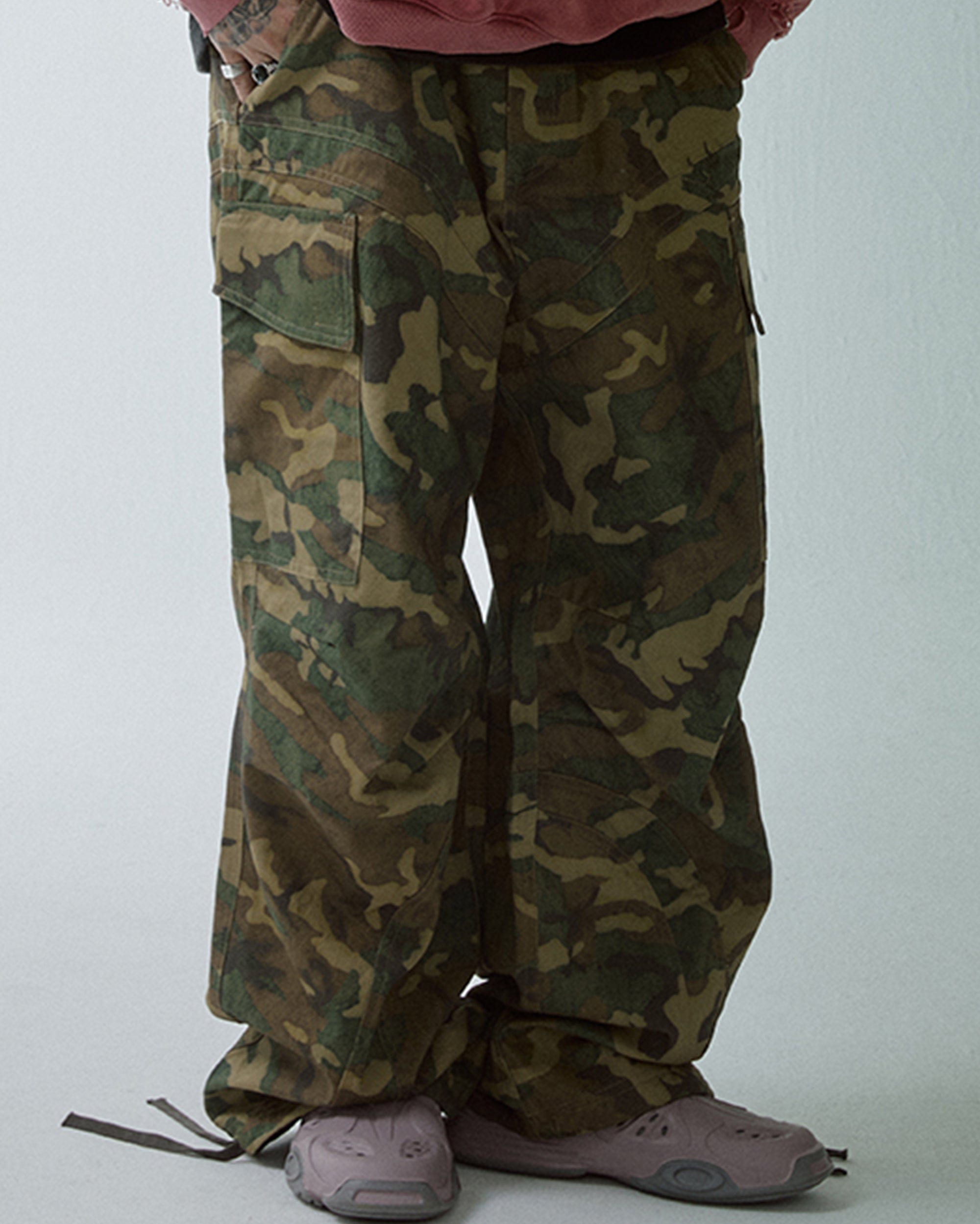 F2CE Wide-Leg Draw-String Camo Cargo Pants