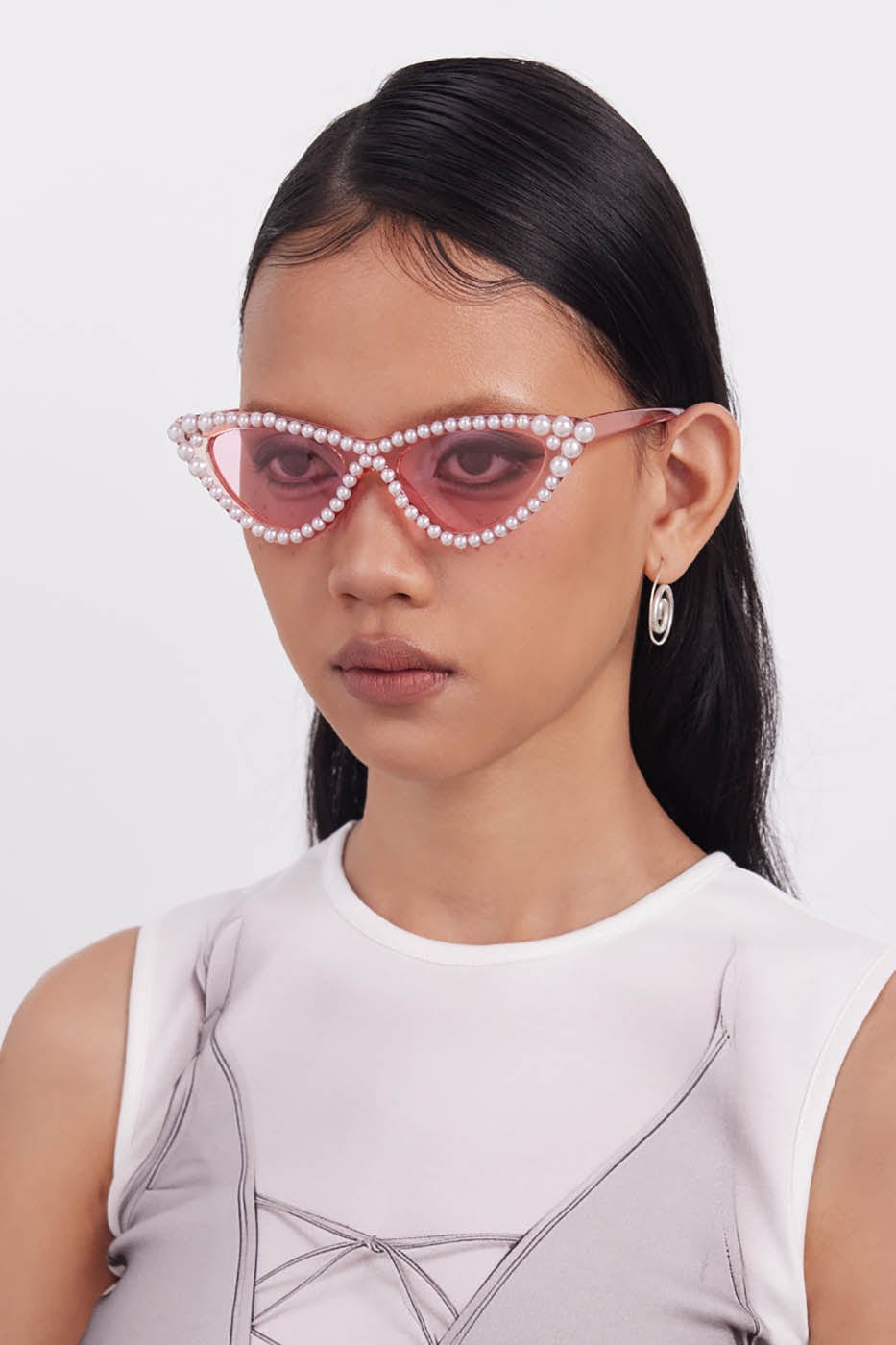 DAMAGE ASIA OPTICALS Pearl-Embellished Cat-Eye Sunglasses