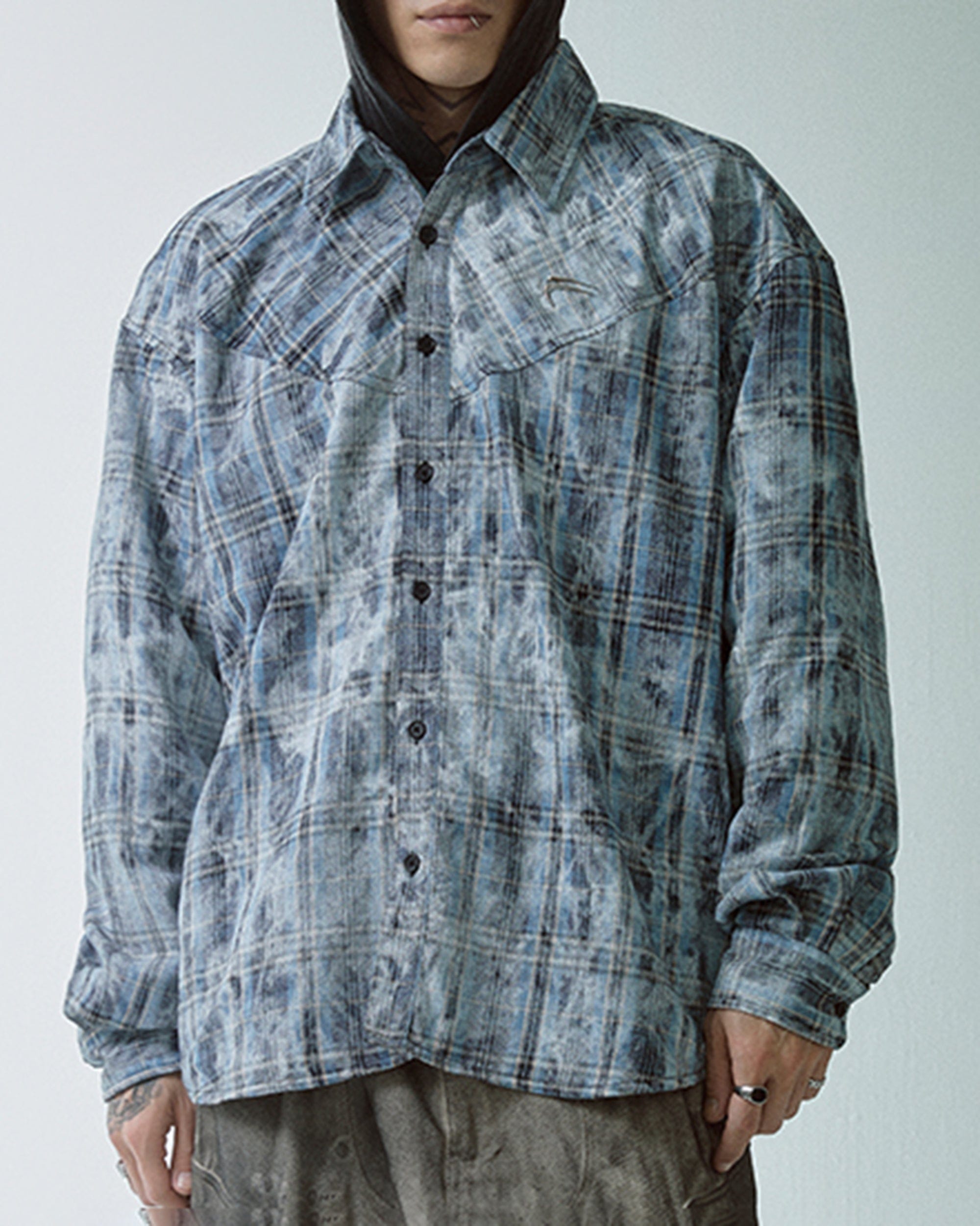 F2CE Spliced Abstract Plaid Shirt