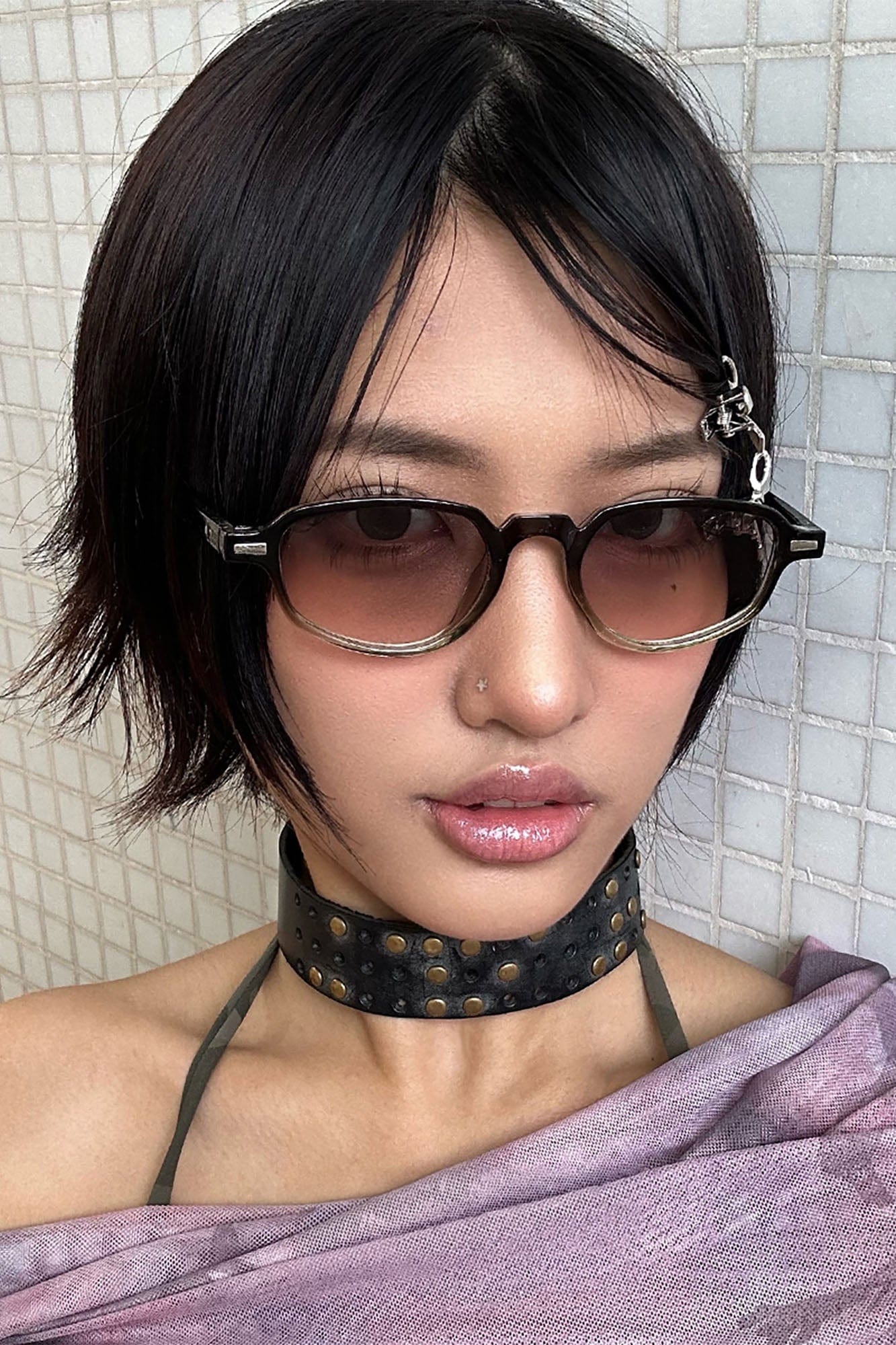 DAMAGE ASIA Gradient Lens Irregular Frame Sunglasses