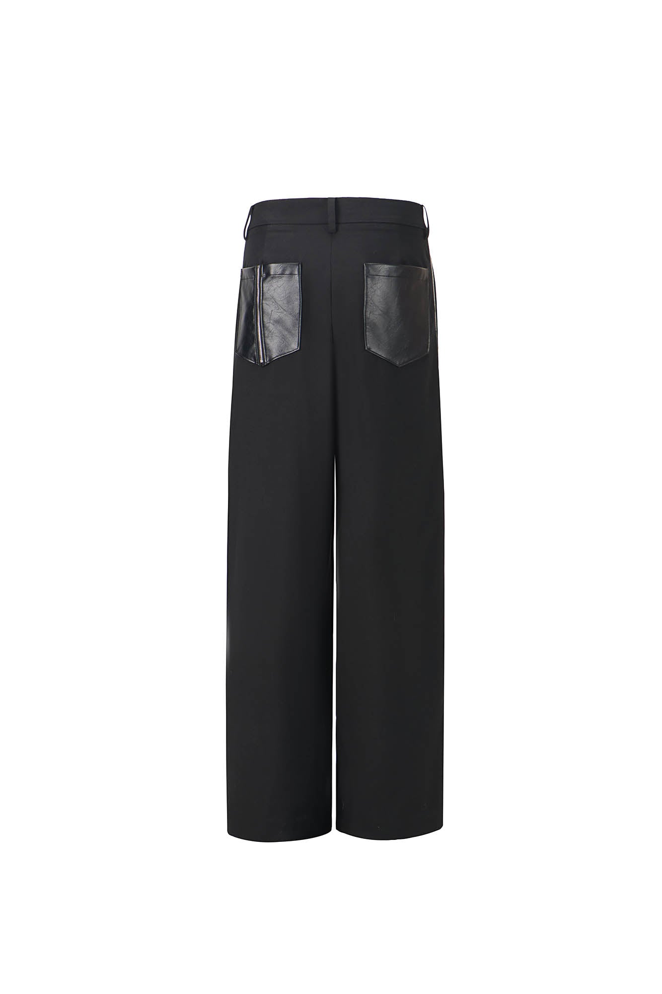 455EMBLE Side-Zip Asymmetrical PU-Pocket Pants