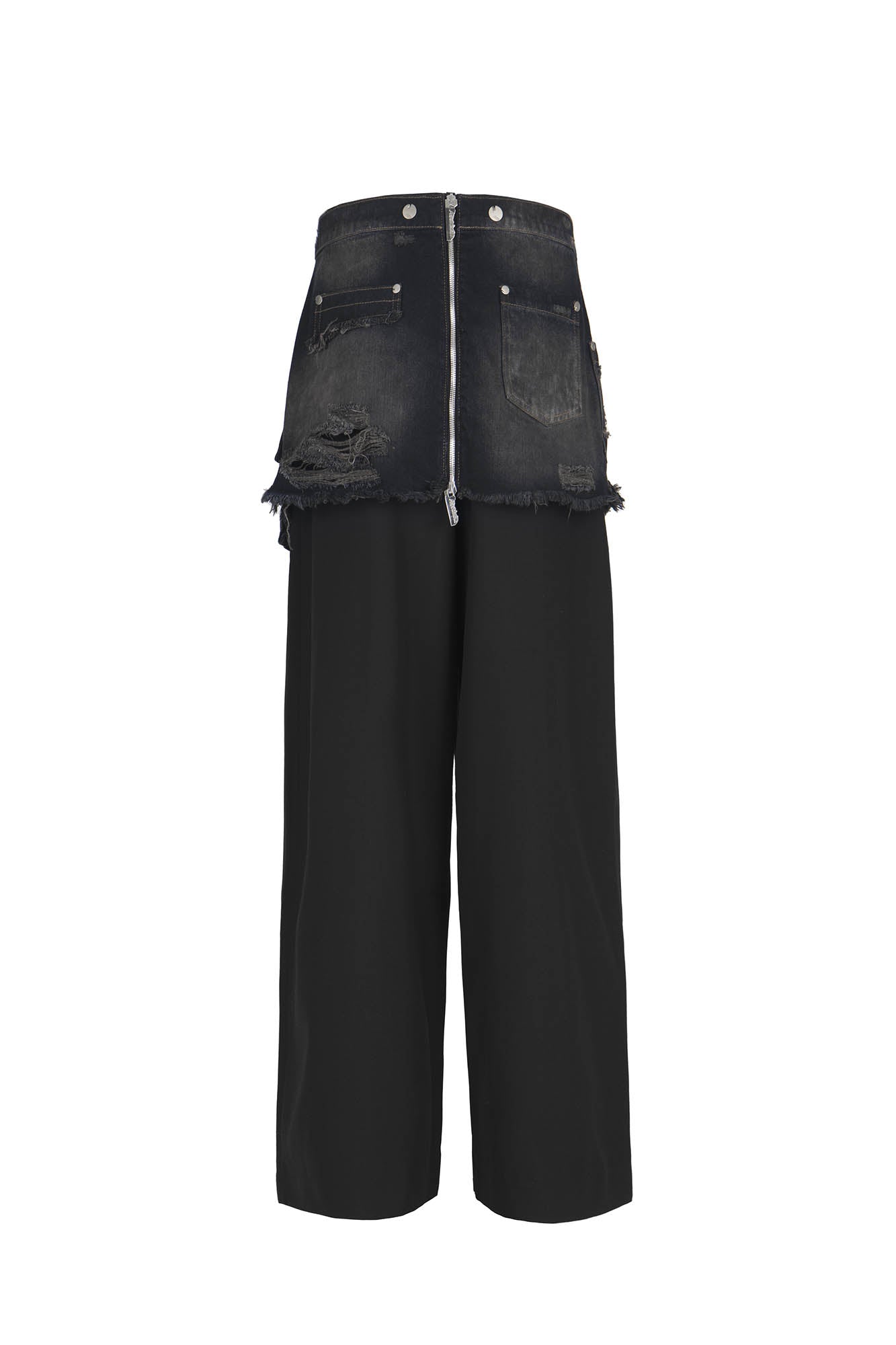 455EMBLE Detachable Frayed Waistband Washed Jeans