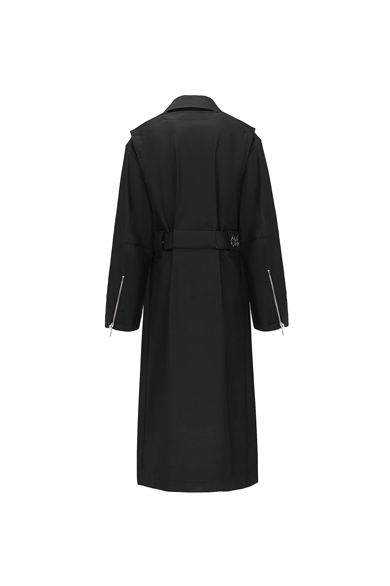455EMBLE Snap-Fastener PU Trench Coat