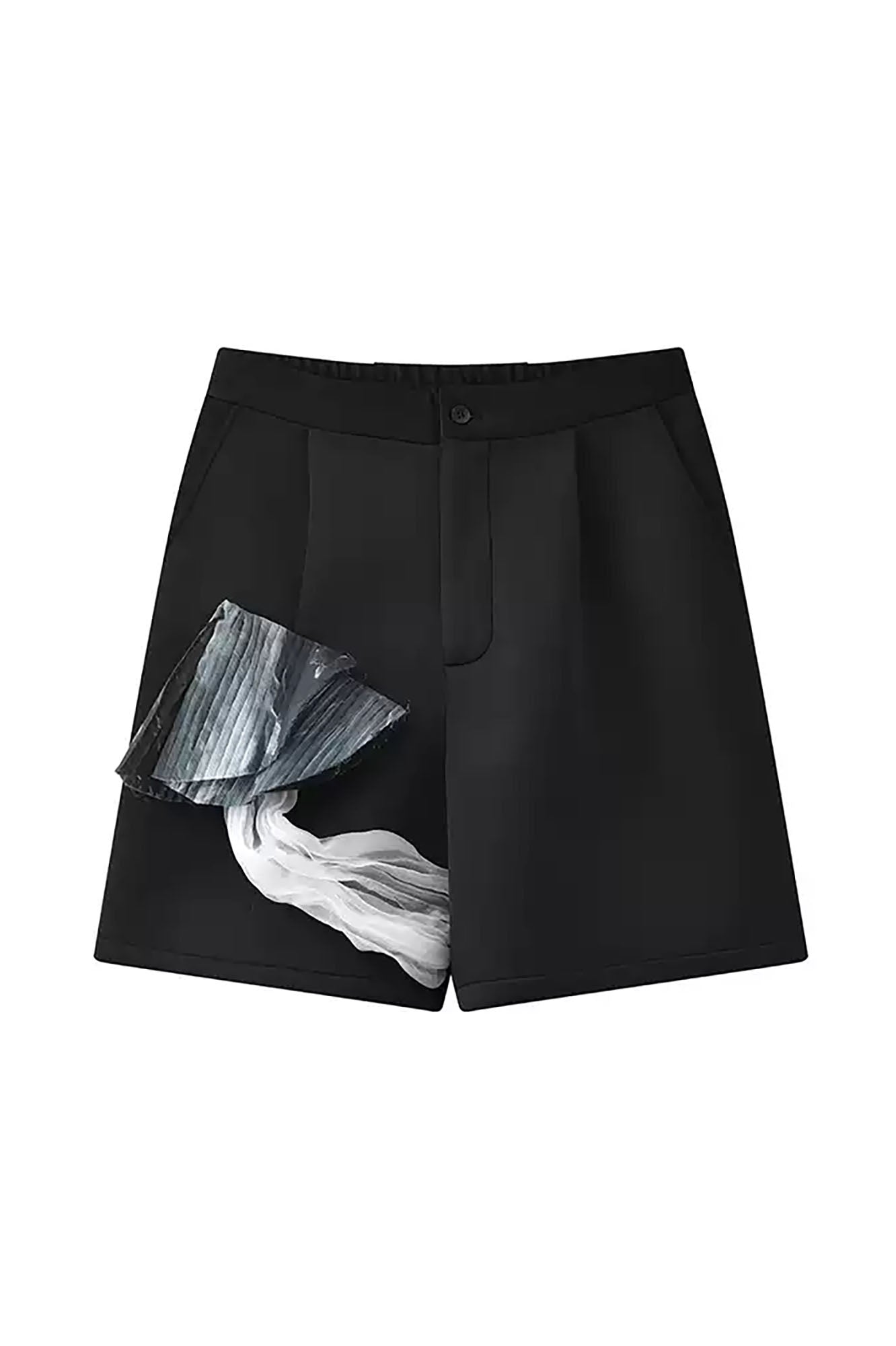 JIECHI Crinkled Tulle Layered Shorts