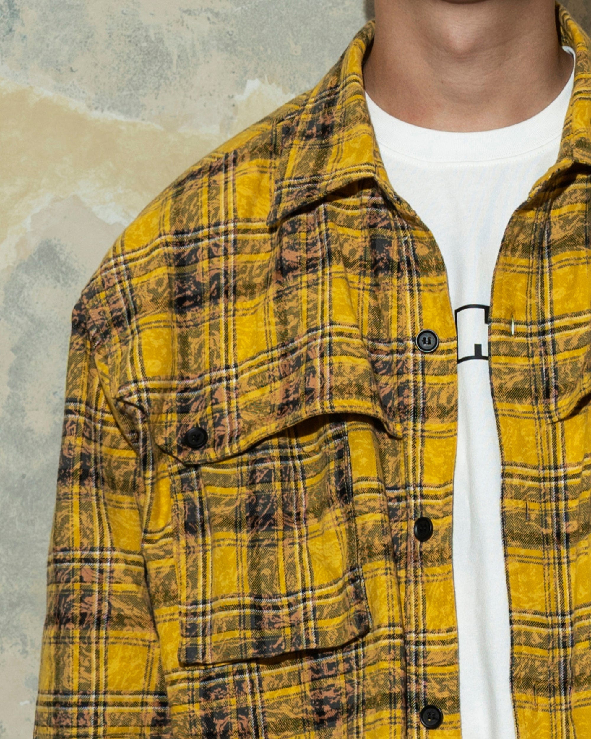 MAKEMORE Retro Plaid Shirt Yellow