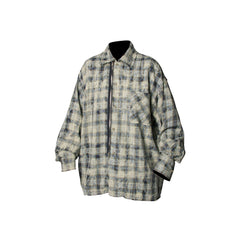 RELABEL Tie-dye Plaid Dual Closure Frayed Shirt