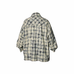 RELABEL Tie-dye Plaid Dual Closure Frayed Shirt