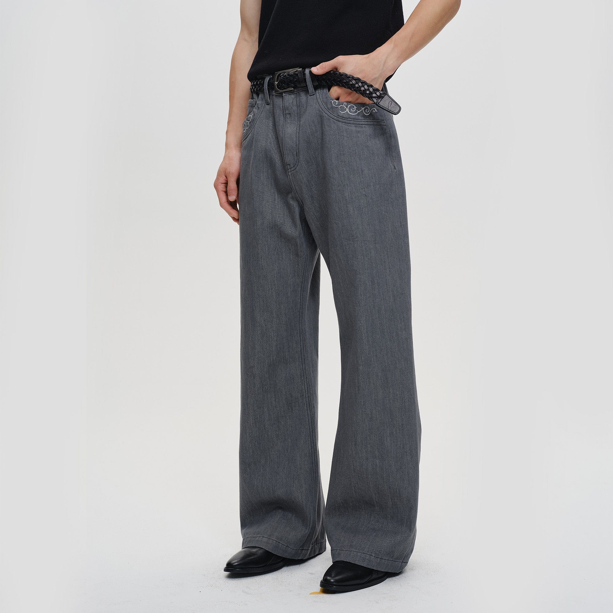 CATSSTAC Floral Embroidered Flared Jeans