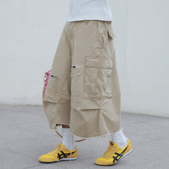 STEEPC Ripped Multi-Pocket Spliced Shorts