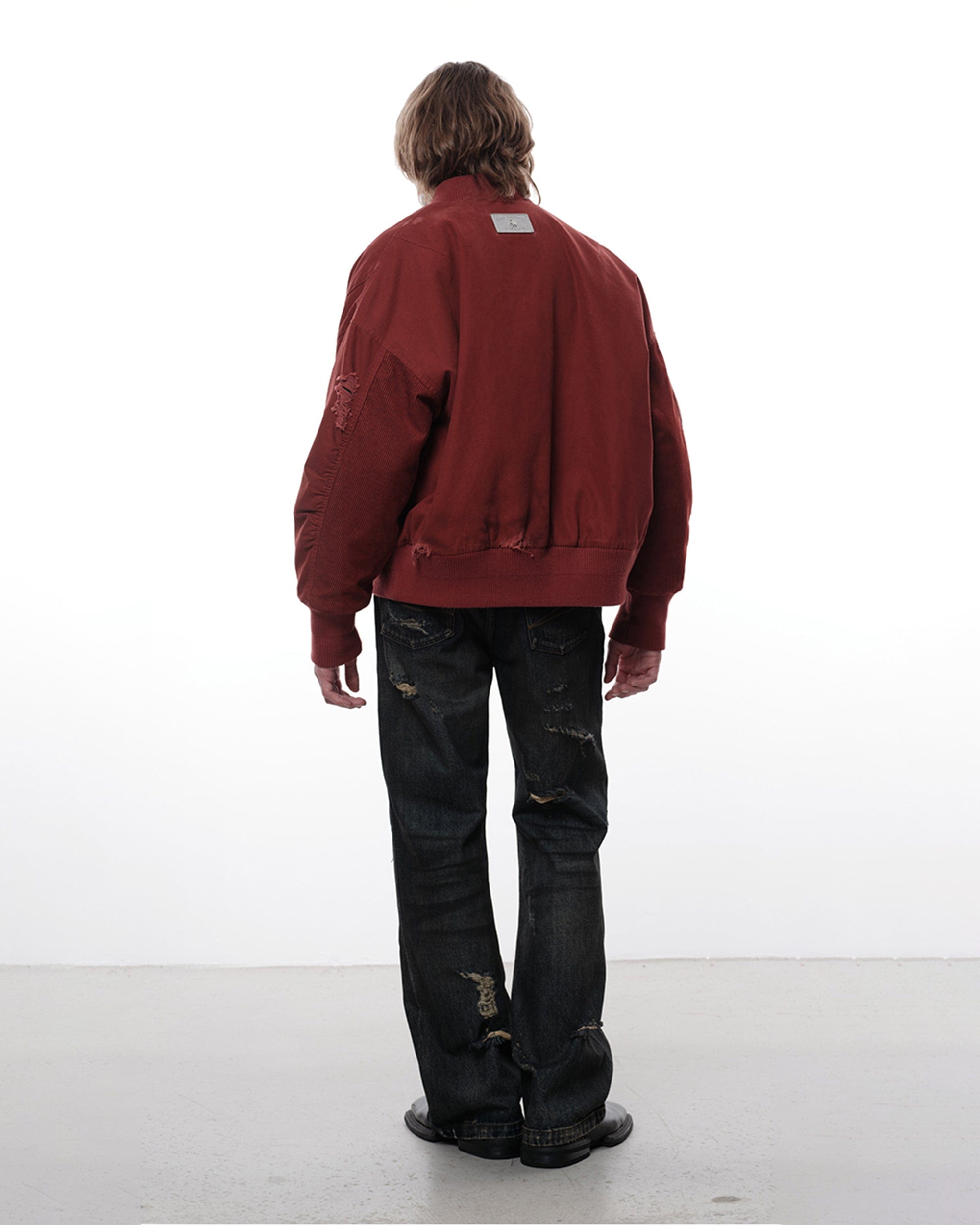 FACEONLAB Ripped MA-1 Jacket Red