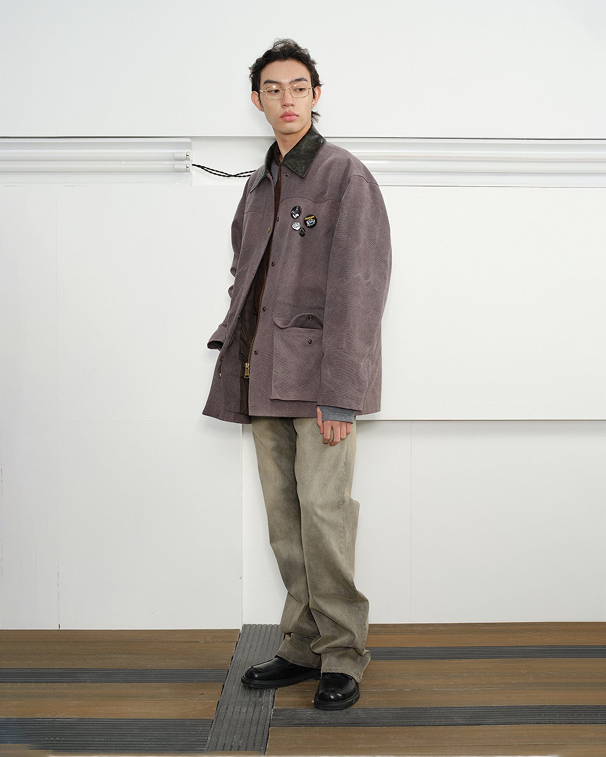 KREATE Aged Canvas Spliced Big-Pocket Jacket