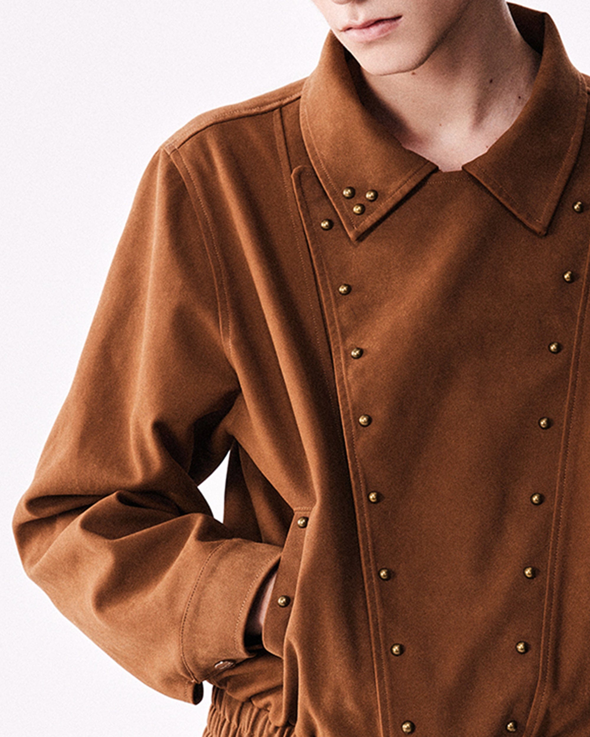 RICHILL Faux Suede Asymmetrical Zipper Rivet Jacket
