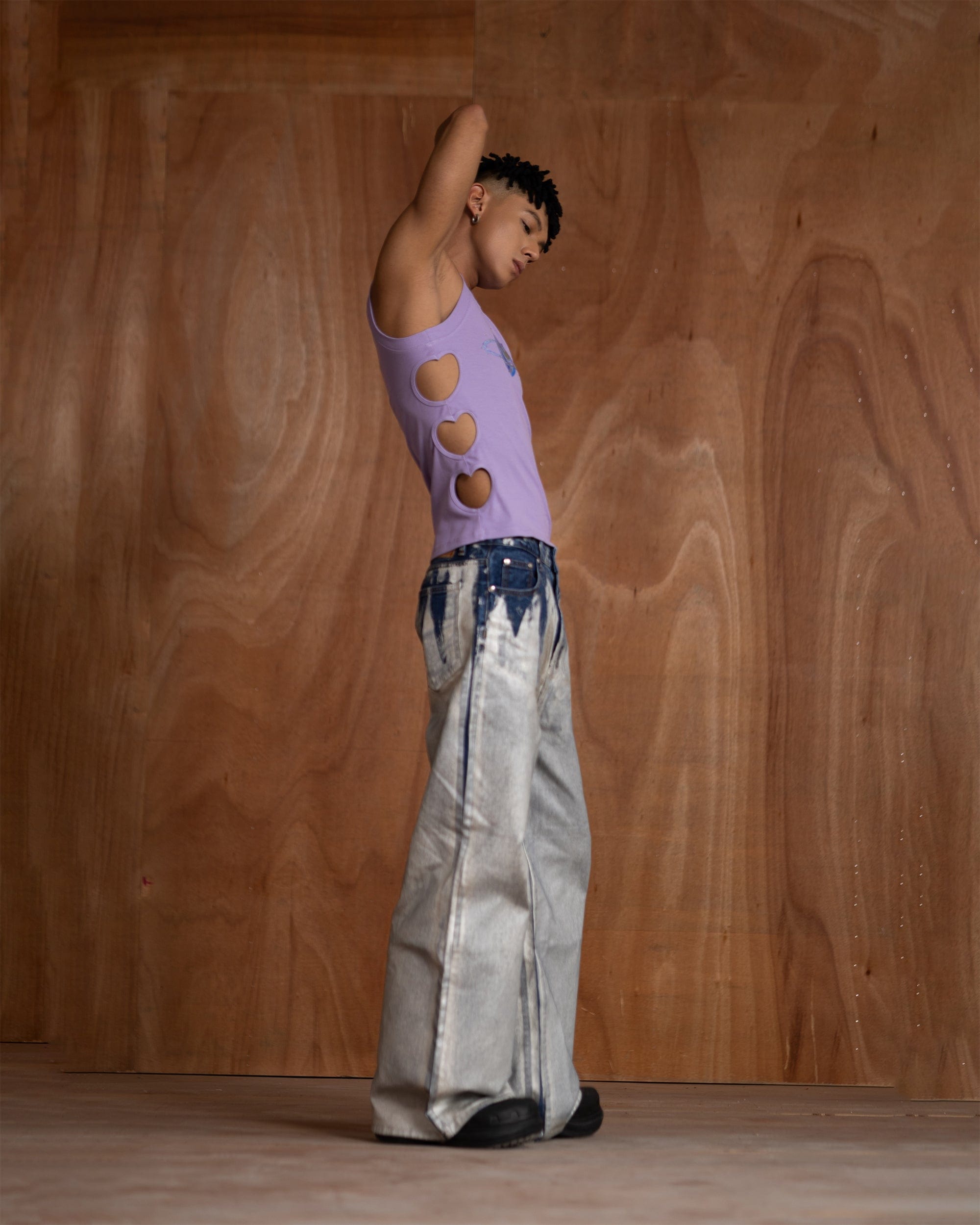 CLP Metallic Heart Slim Hollowed Tank Top Purple