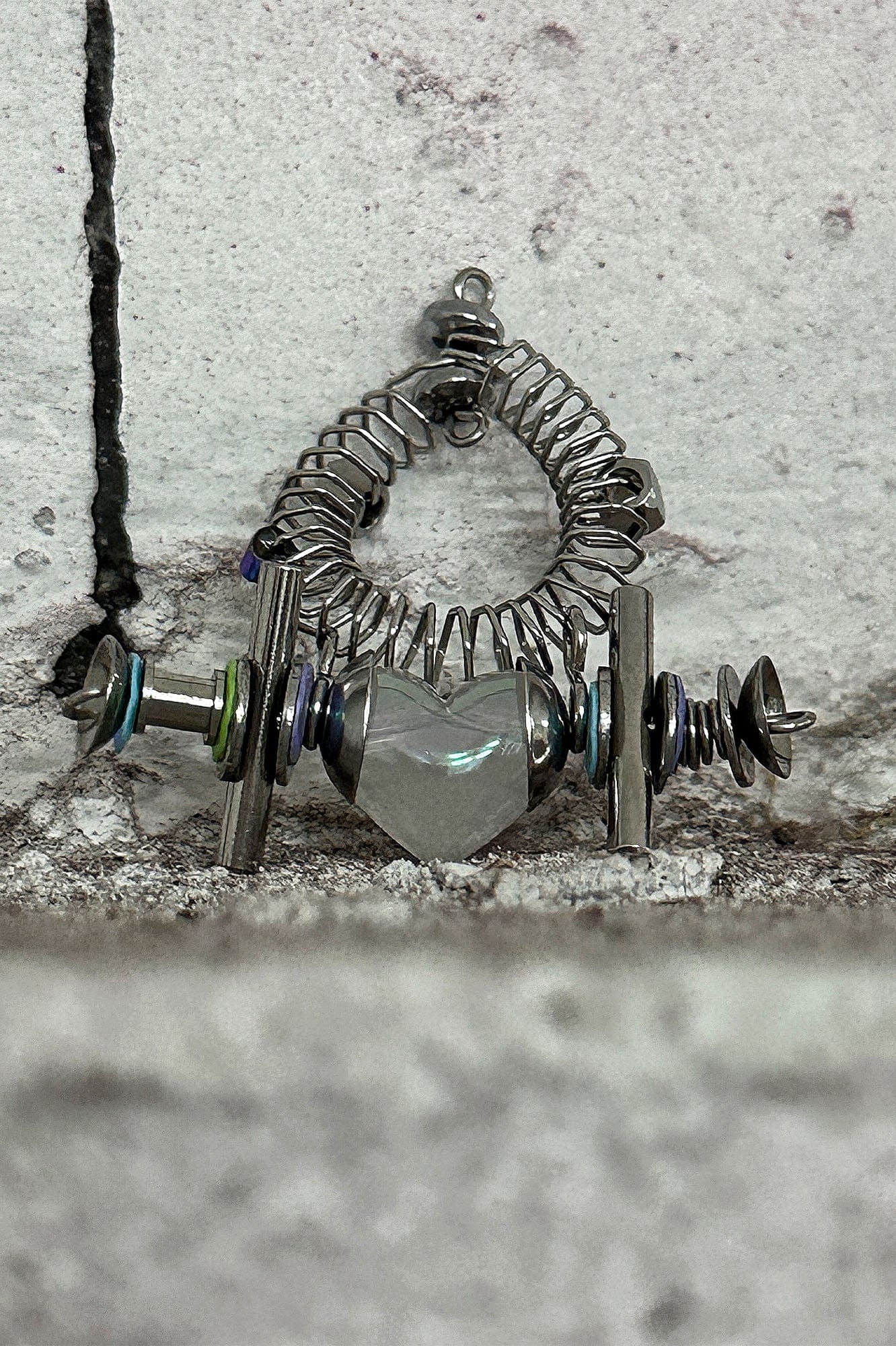 ILLUSORY Time Machine Neon Heart Spiral Coil Ring