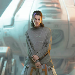 XIPHEVIL Futuristic-Distressed Paneled L/S Tee