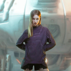 XIPHEVIL Futuristic-Distressed Paneled L/S Tee