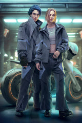 XIPHEVIL Cyberpunk Corduroy Paneled Flared Pants