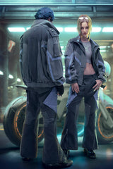 XIPHEVIL Cyberpunk Corduroy Paneled Flared Pants
