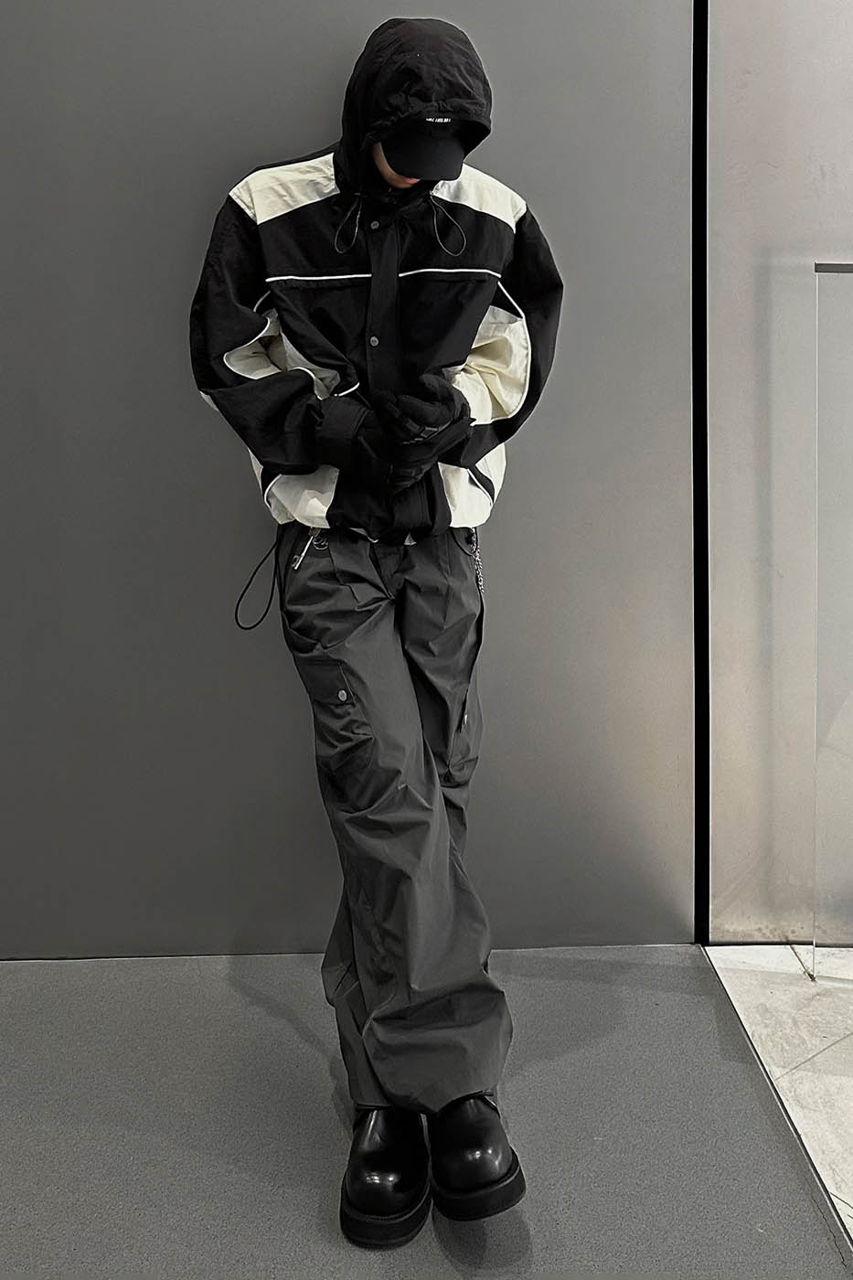 F2CE Deconstructed Detachable-Hood Color-Block Windbreaker