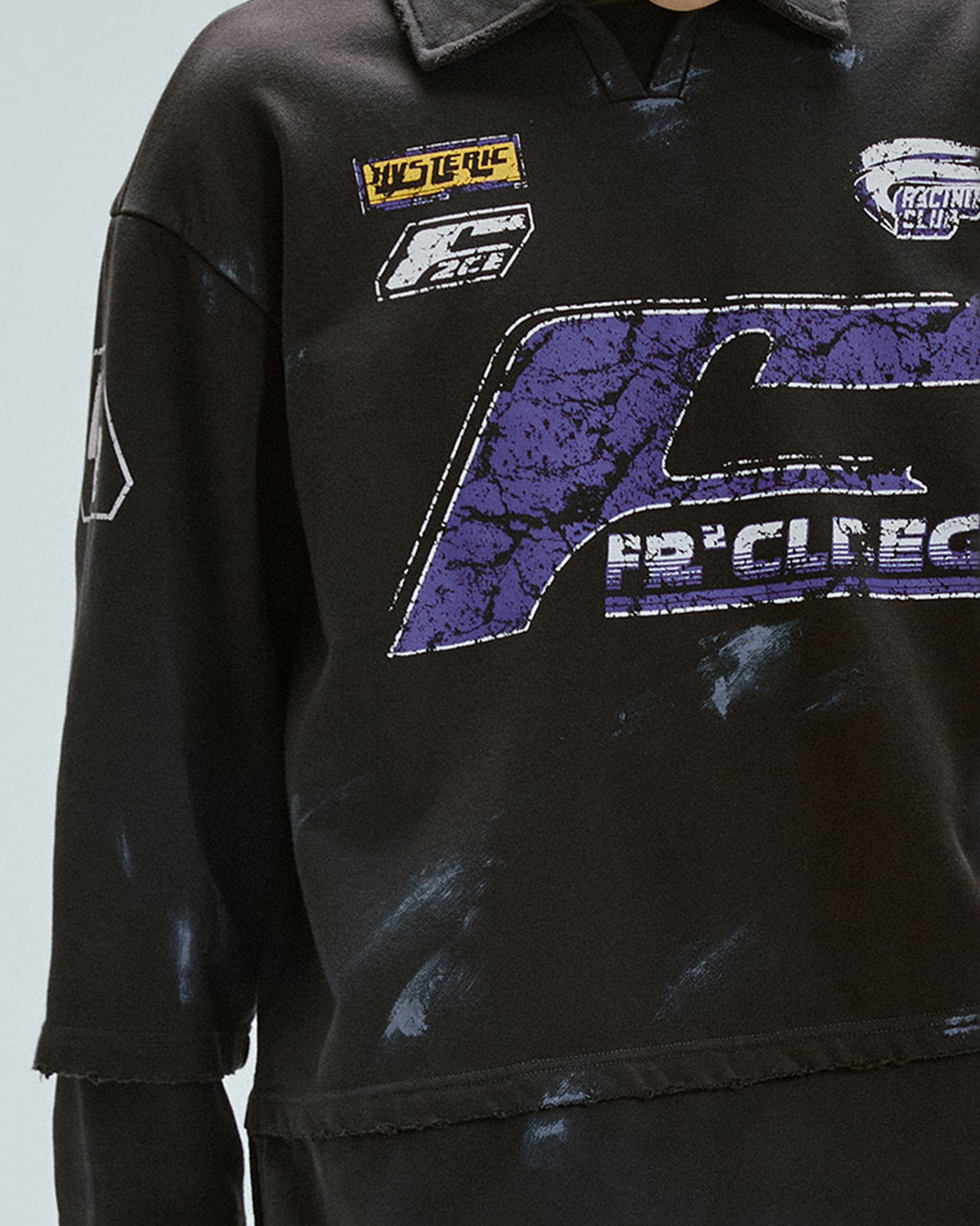 F2CE Layered Raw-Edge Racing Logo Hoodie