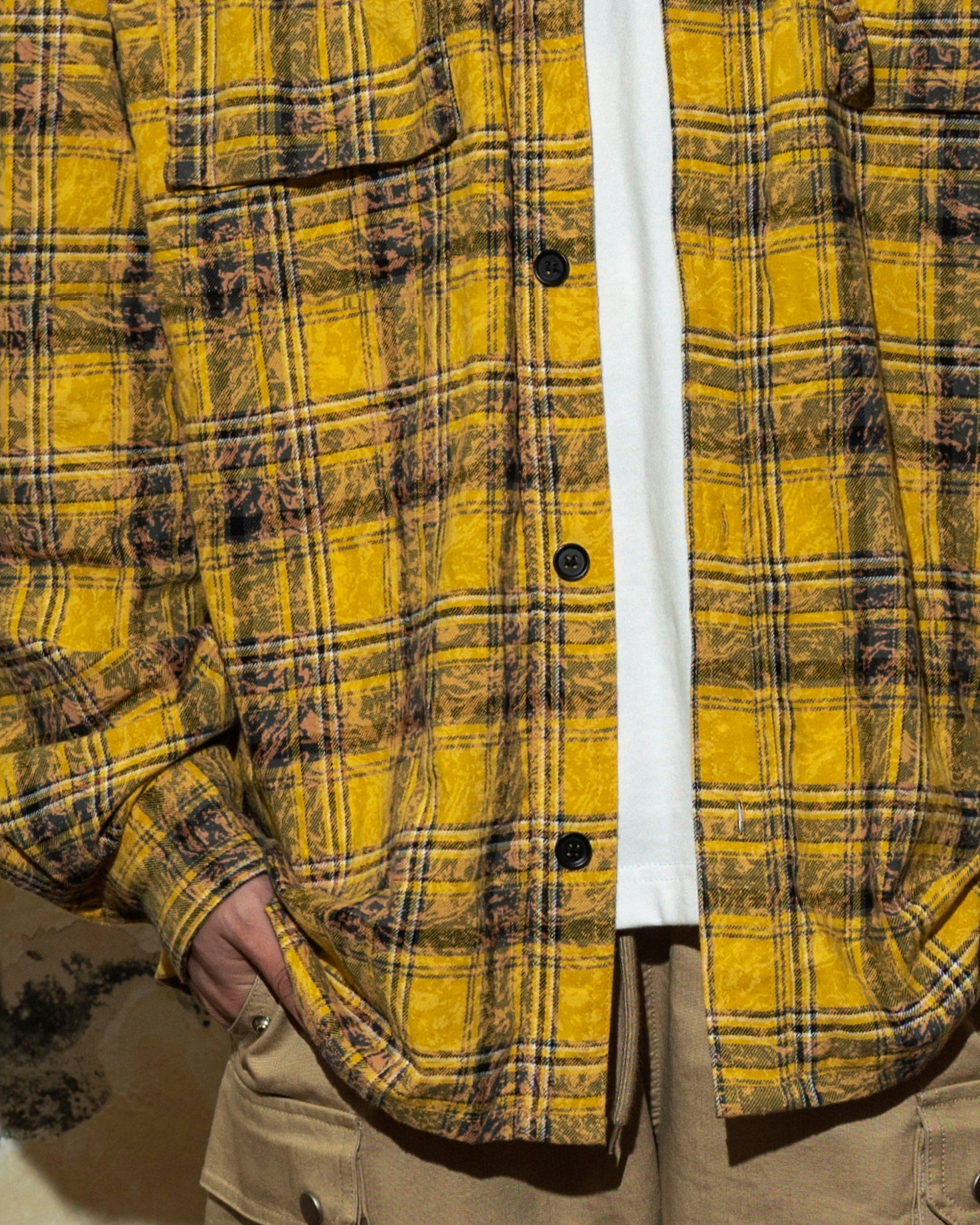 MAKEMORE Retro Plaid Shirt Yellow