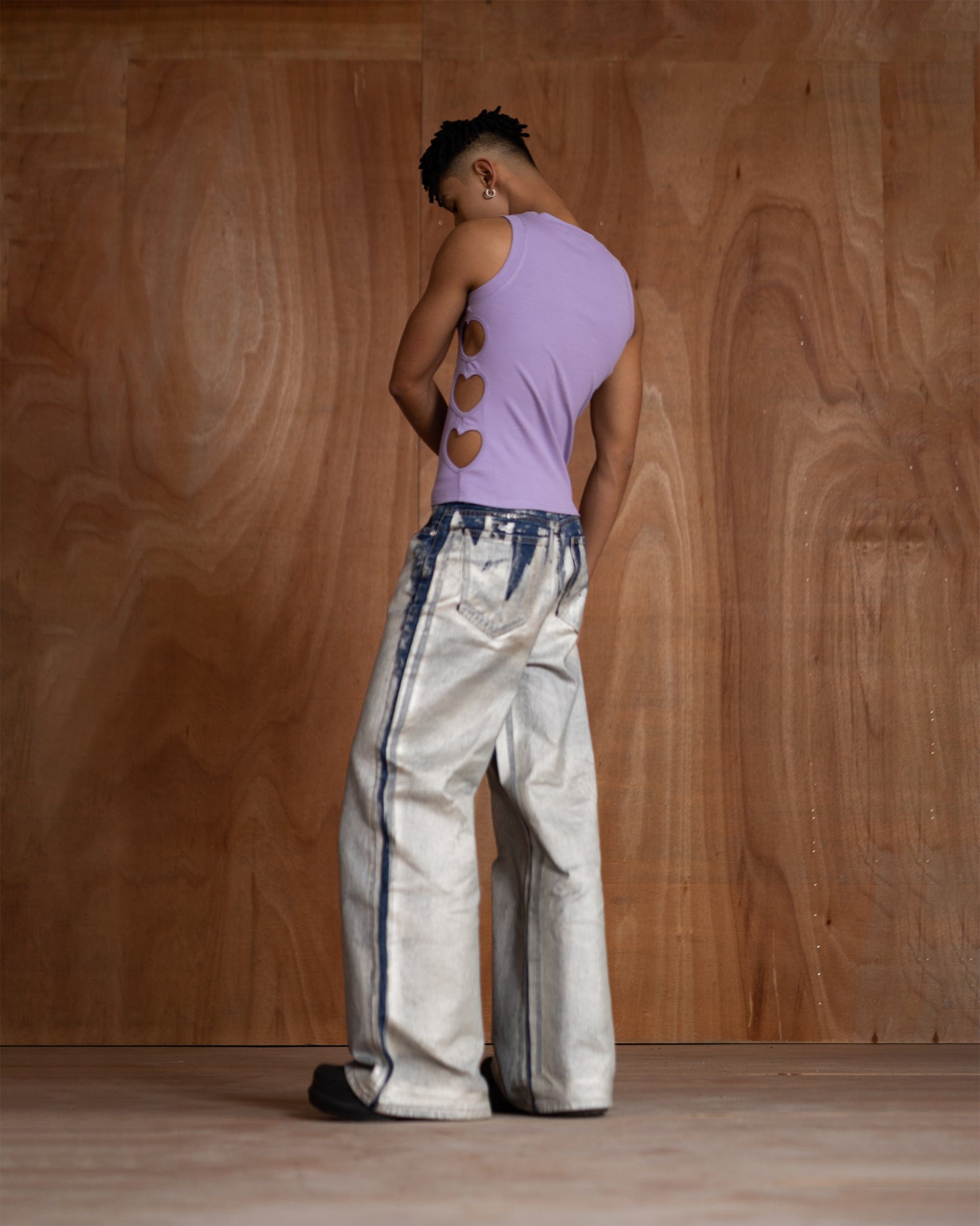 CLP Metallic Heart Slim Hollowed Tank Top Purple