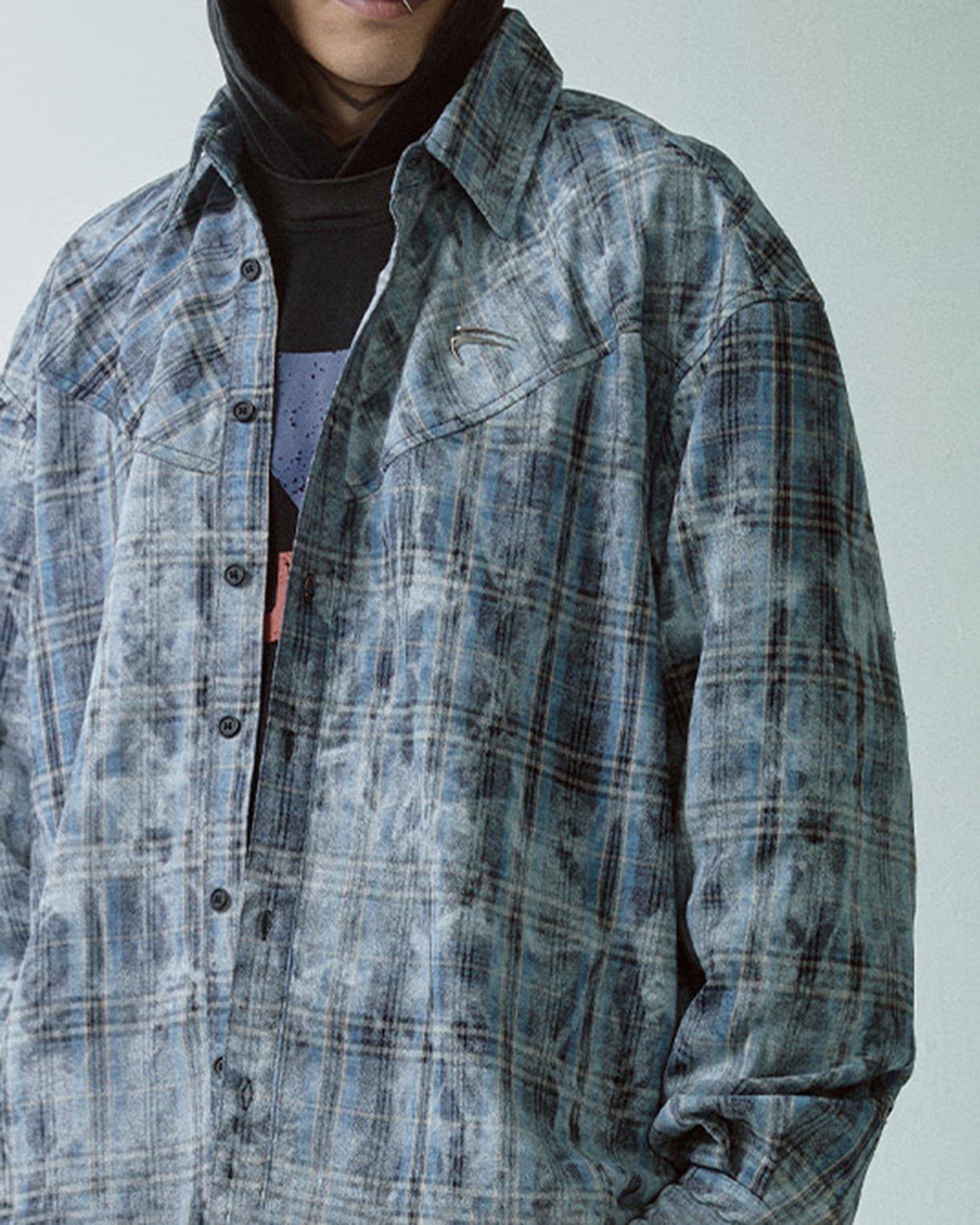 F2CE Spliced Abstract Plaid Shirt