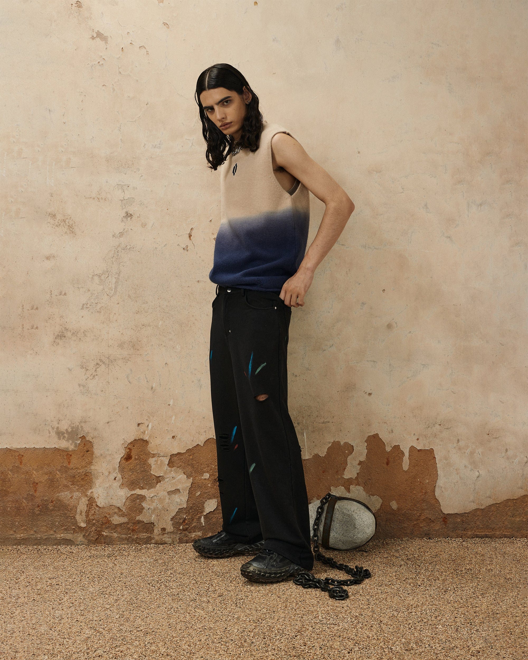 OVDY Classic Paint-Splattered Ripped Pants
