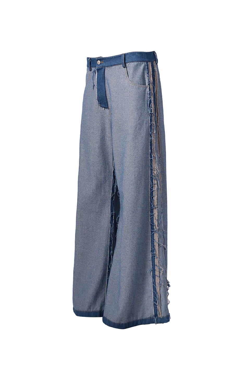 RELABEL Inside-Out Spliced Frayed Baggy Jeans