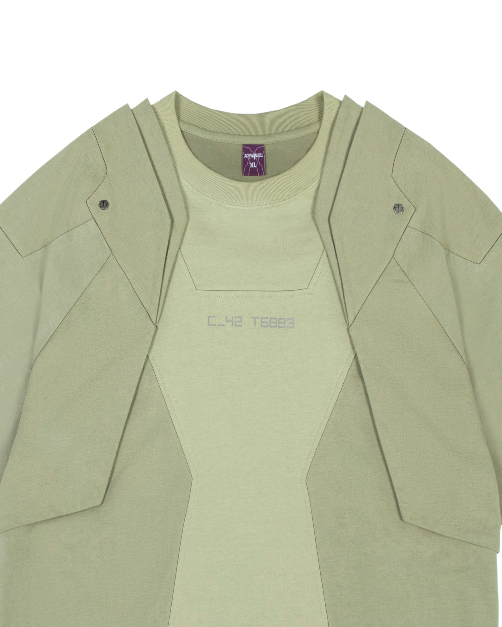 XIPHEVIL Deep Zone Deconstructed Armor Rivet T-Shirt Green