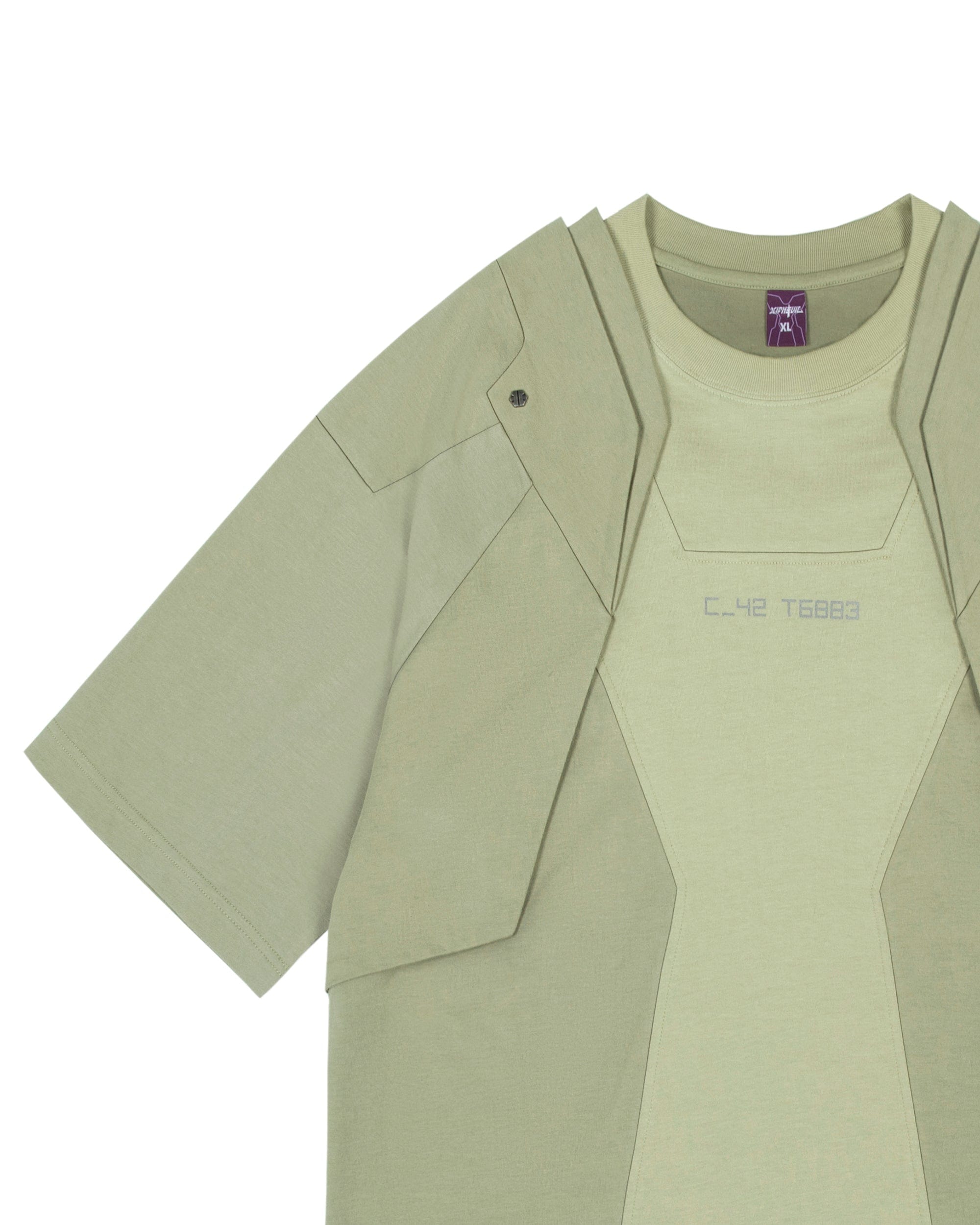 XIPHEVIL Deep Zone Deconstructed Armor Rivet T-Shirt Green