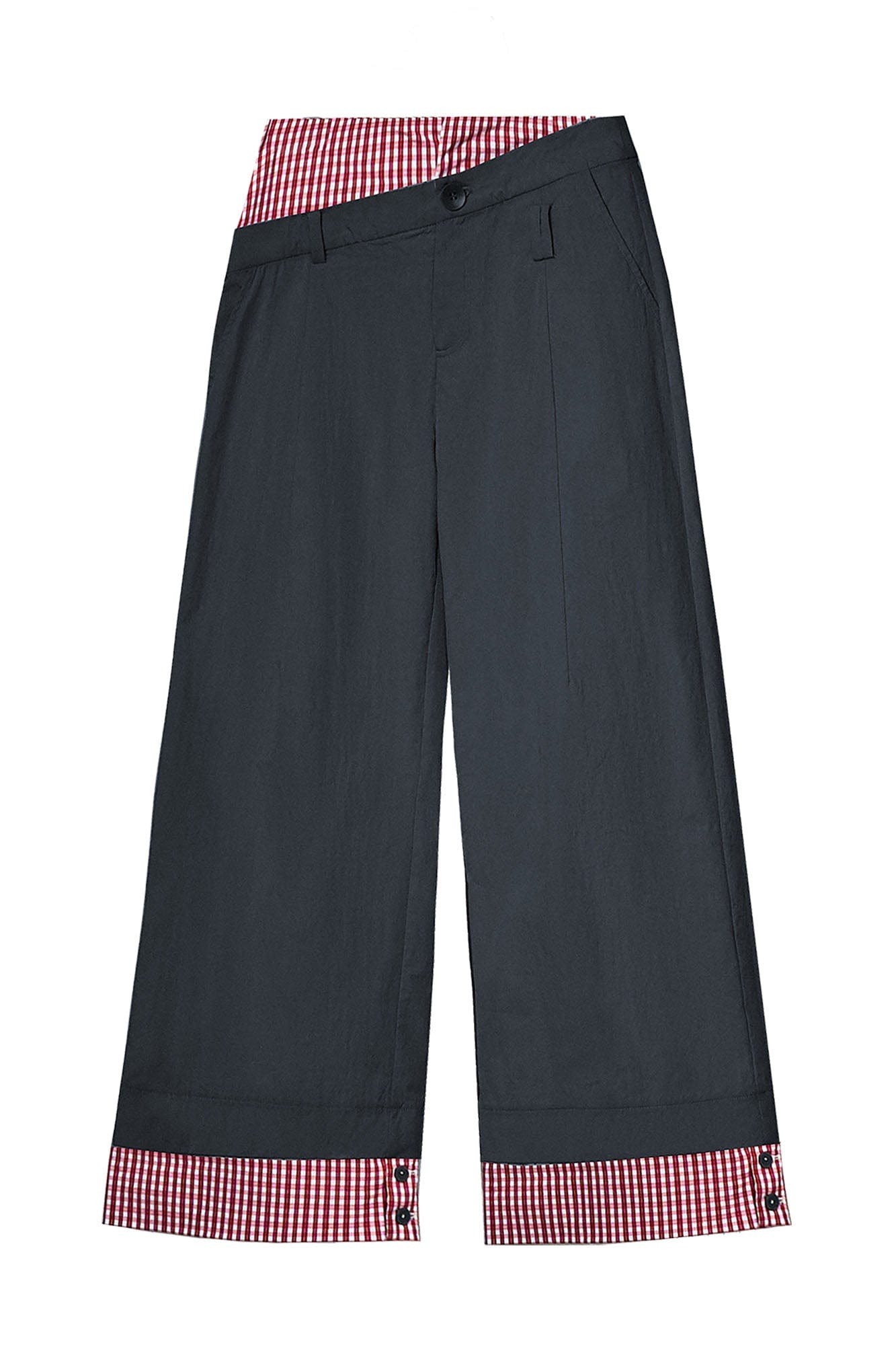 OIPWORD Asymmetrical Waist Faux-Layered Wide-Leg Pants
