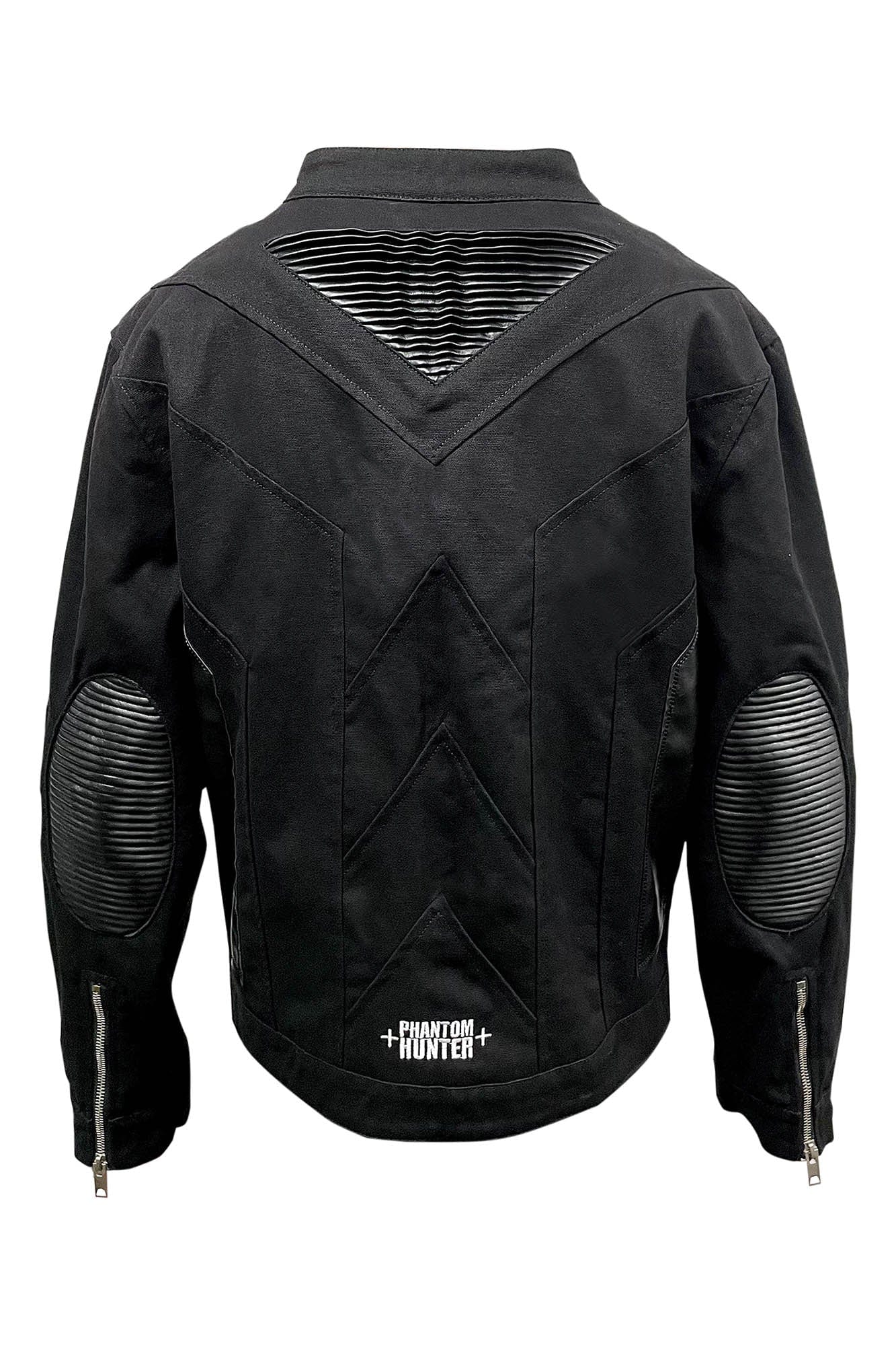 PHANTOMHUNTER Modern Canvas Paneled Biker Jacket