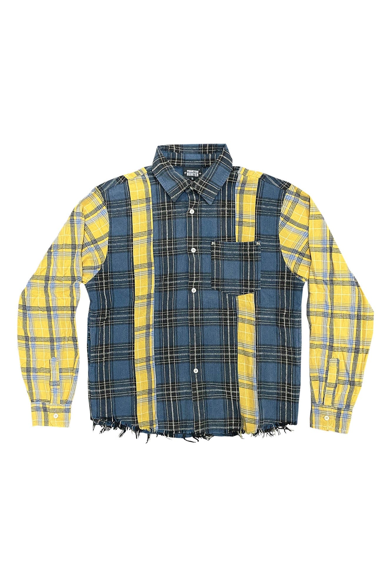 PHANTOMHUNTER Plaid Spliced Frayed Shirt